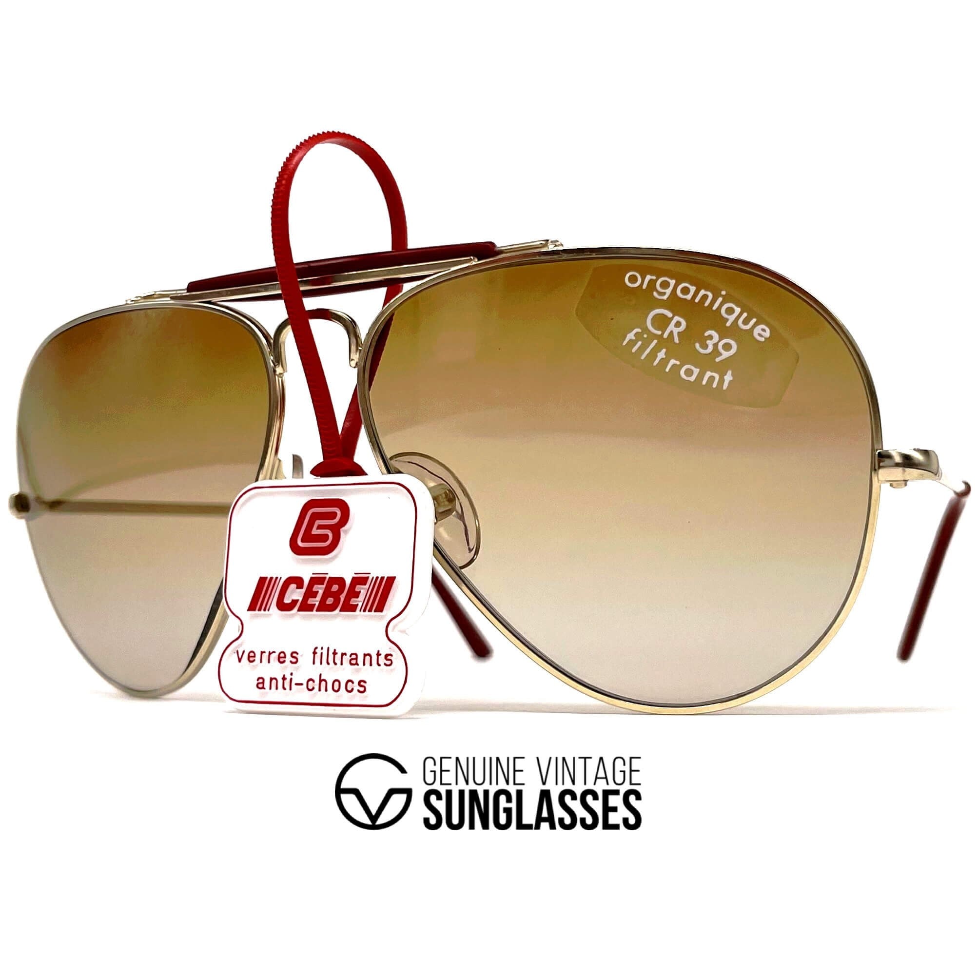 Vintage CEBE 198 Outdoorsman gold metal aviator sunglasses