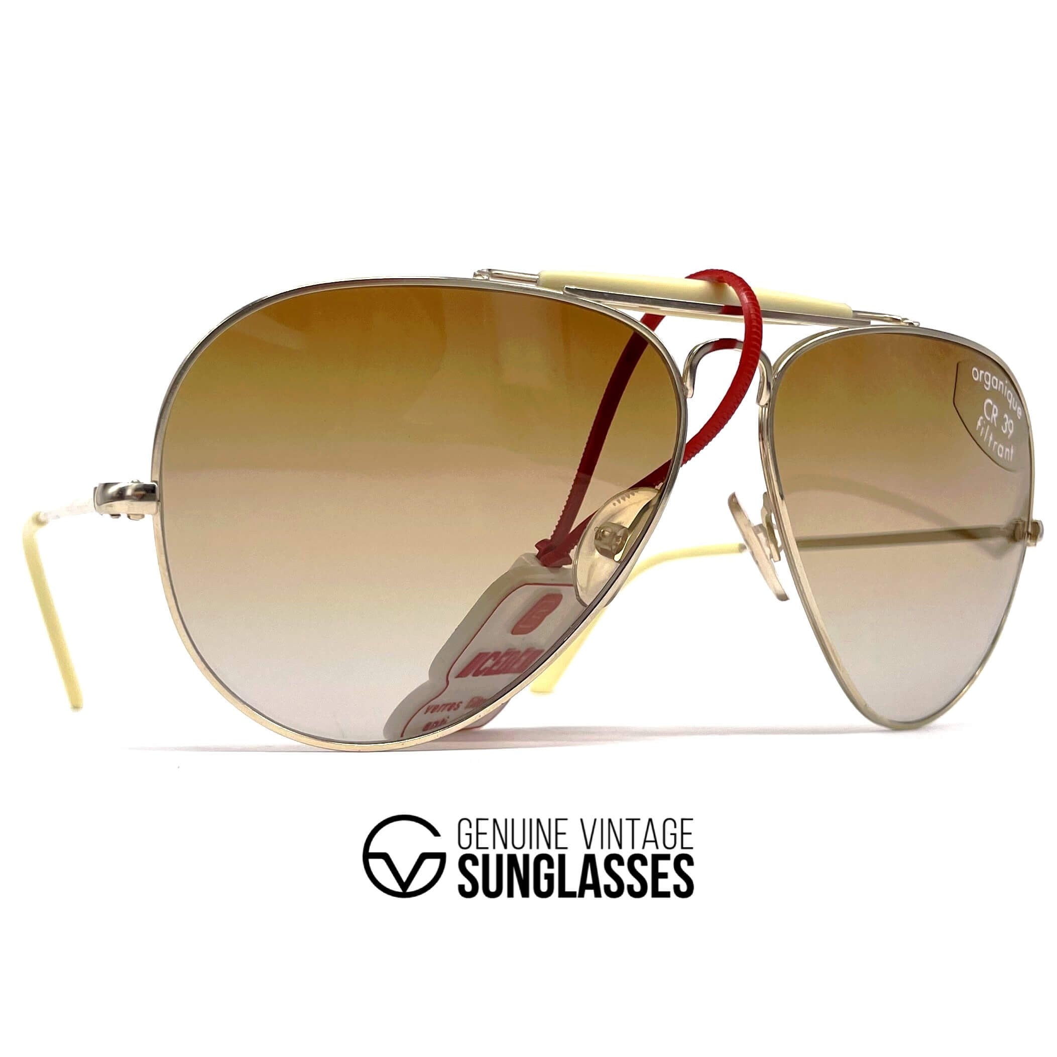 Vintage CEBE 198 Outdoorsman gold metal aviator sunglasses
