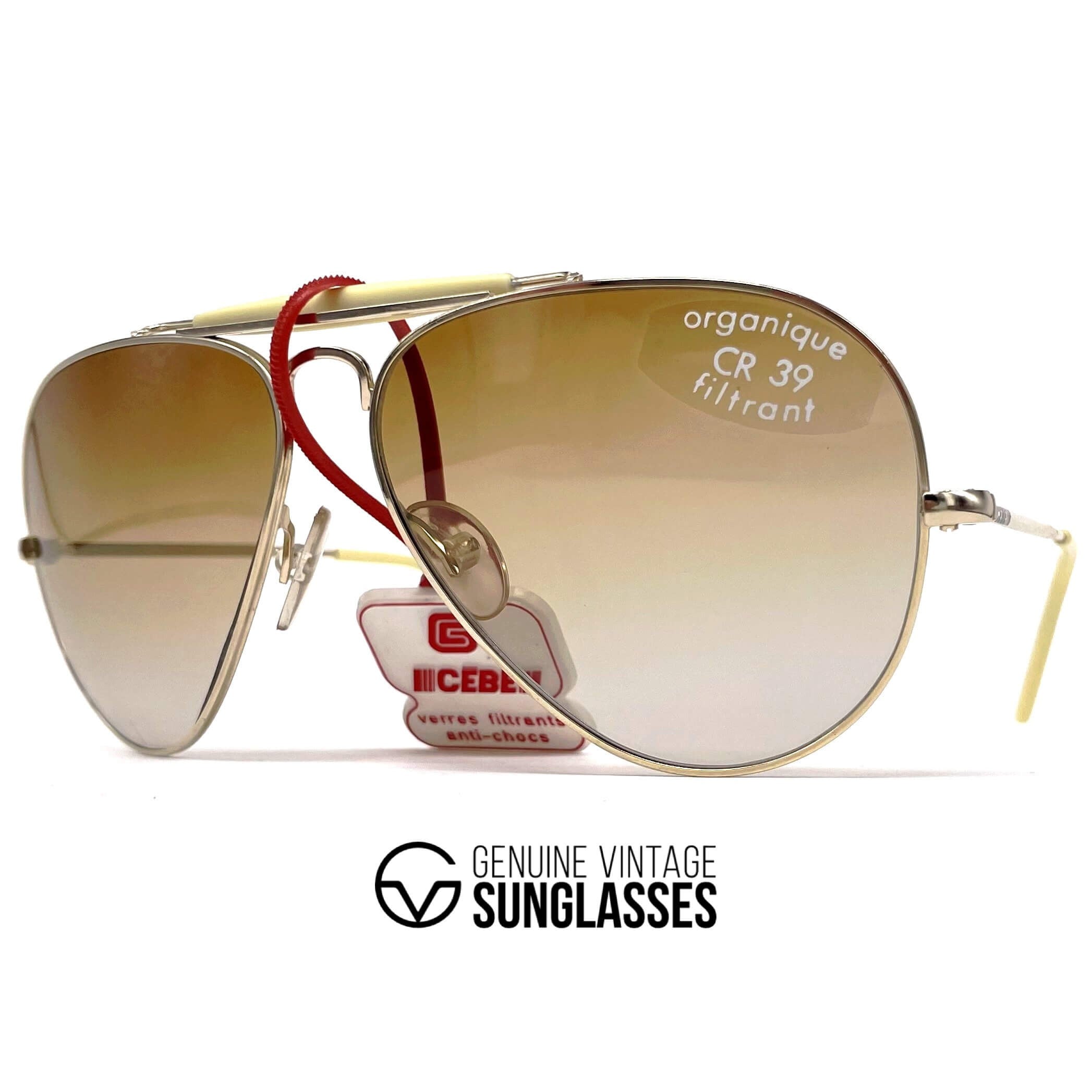 Vintage CEBE 198 Outdoorsman gold metal aviator sunglasses