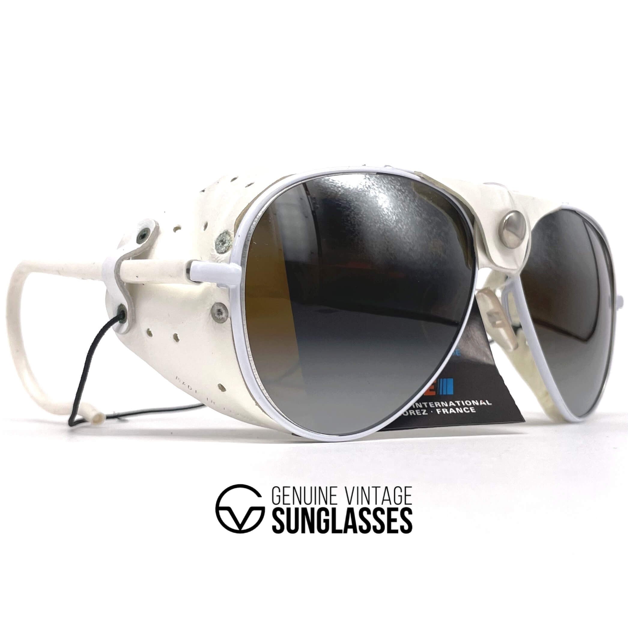 Vintage CEBE 2000 white leather glacier sports sunglasses