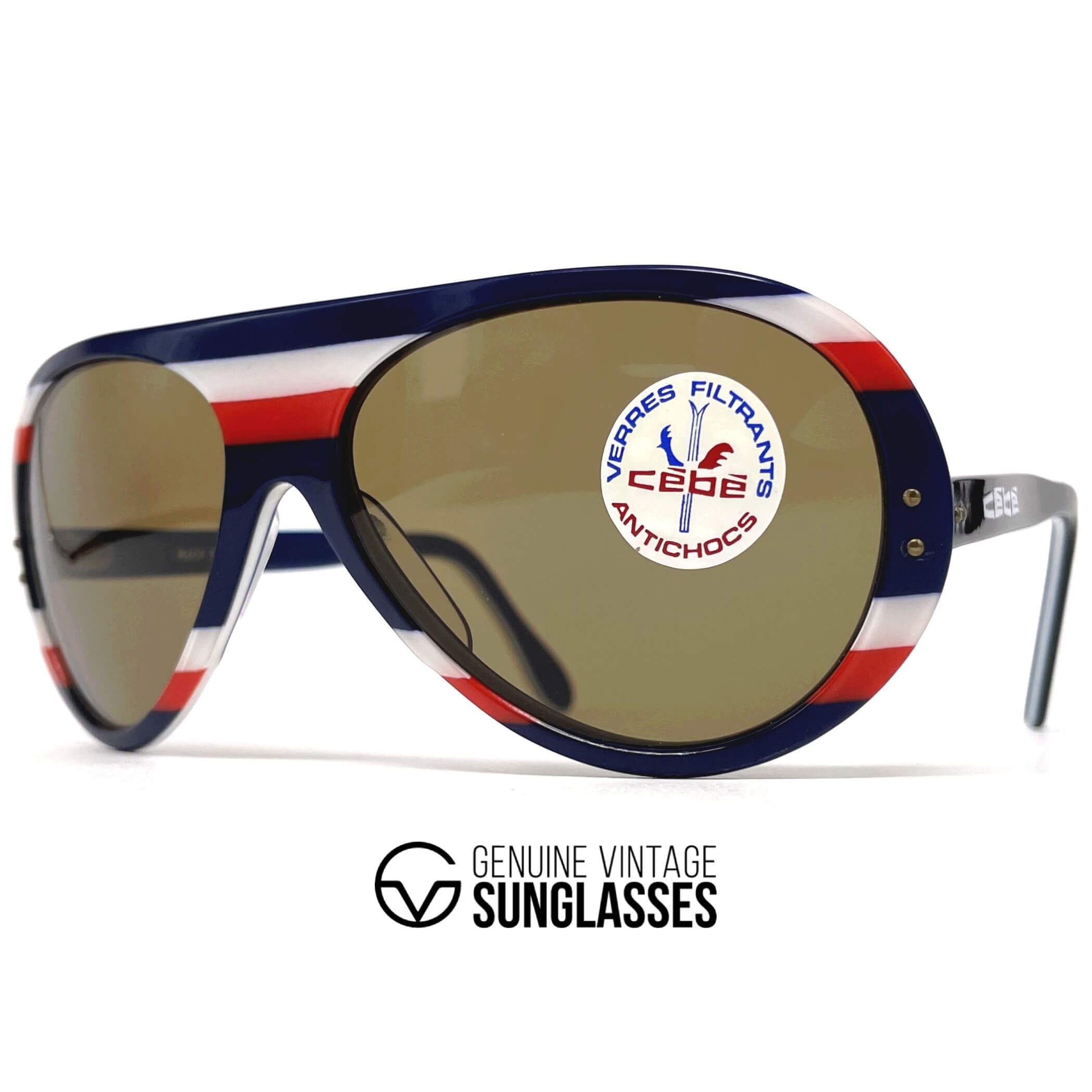 Vintage CEBE 201 Rally Coq tricolore sports sunglasses