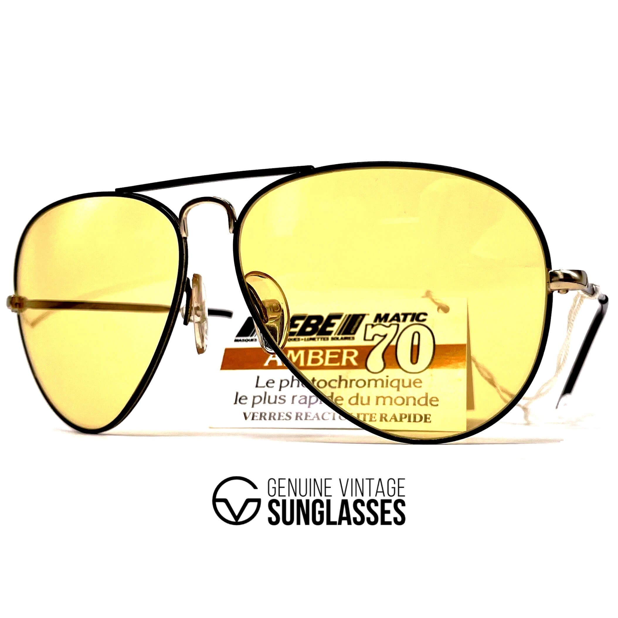 Vintage CEBE 205 Ambermatic photochromic mineral aviator sunglasses