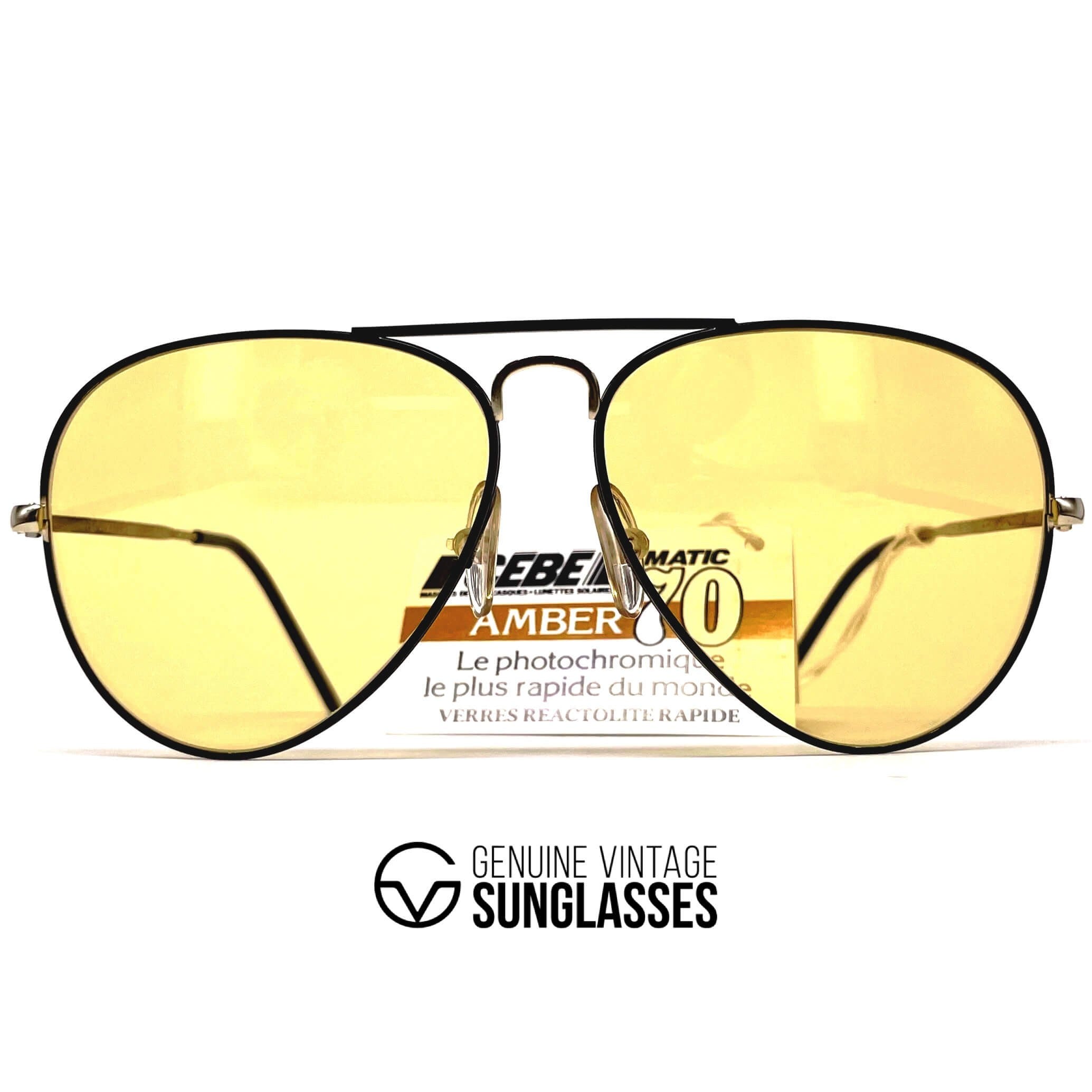 Vintage CEBE 205 Ambermatic photochromic mineral aviator sunglasses