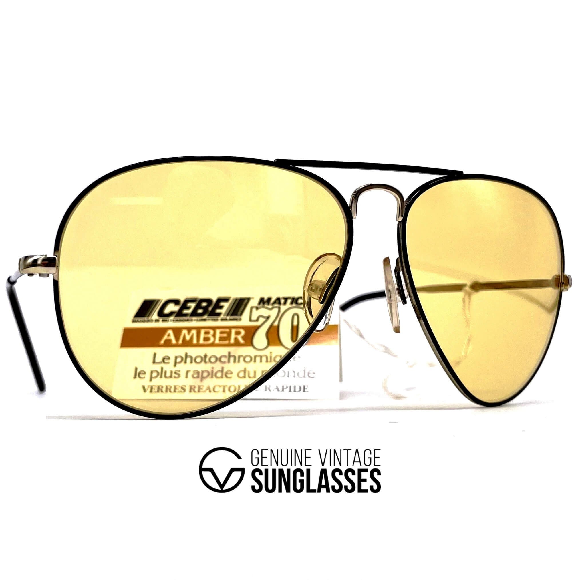 Vintage CEBE 205 Ambermatic photochromic mineral aviator sunglasses