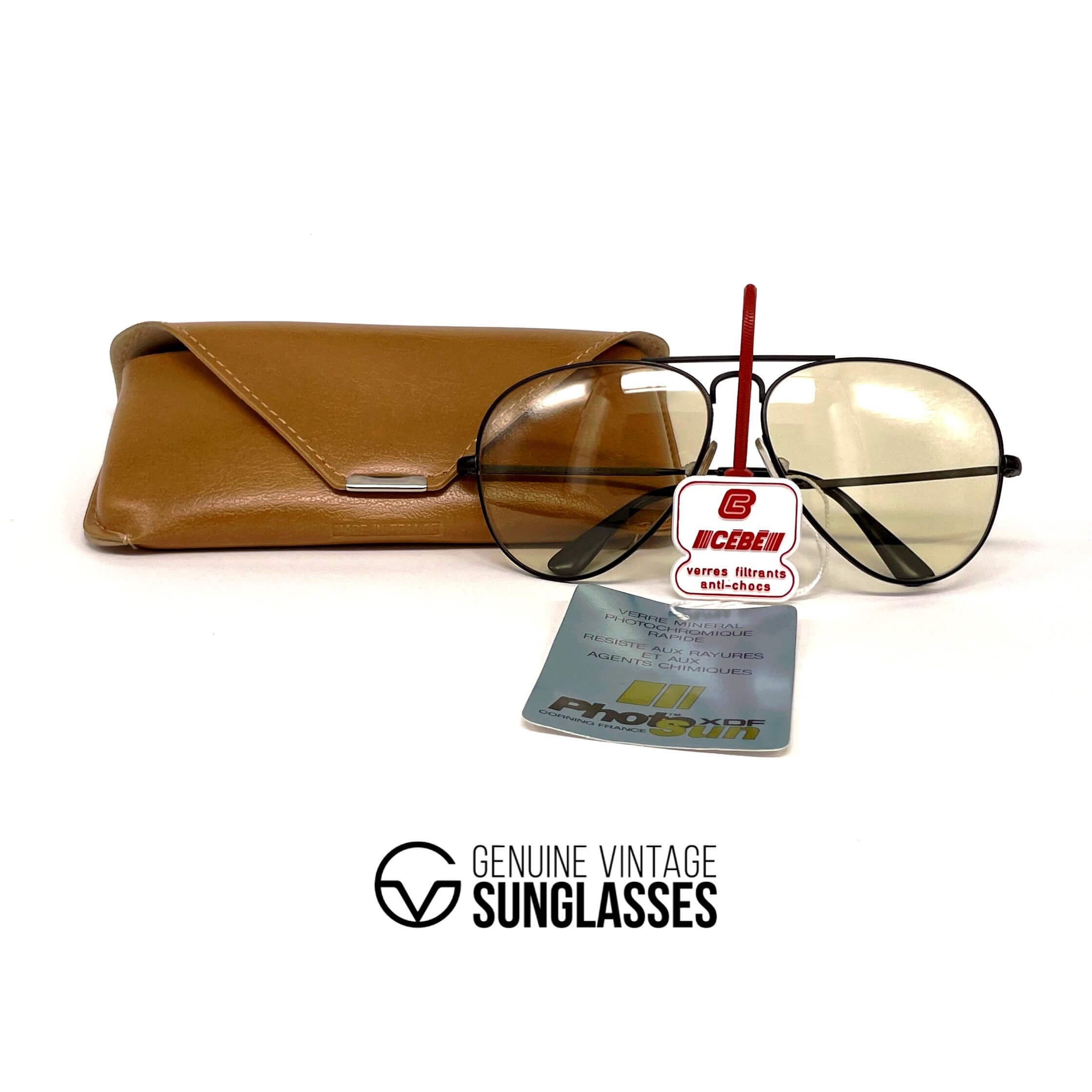 Vintage CEBE 205 Metal black photochromic mineral aviator sunglasses