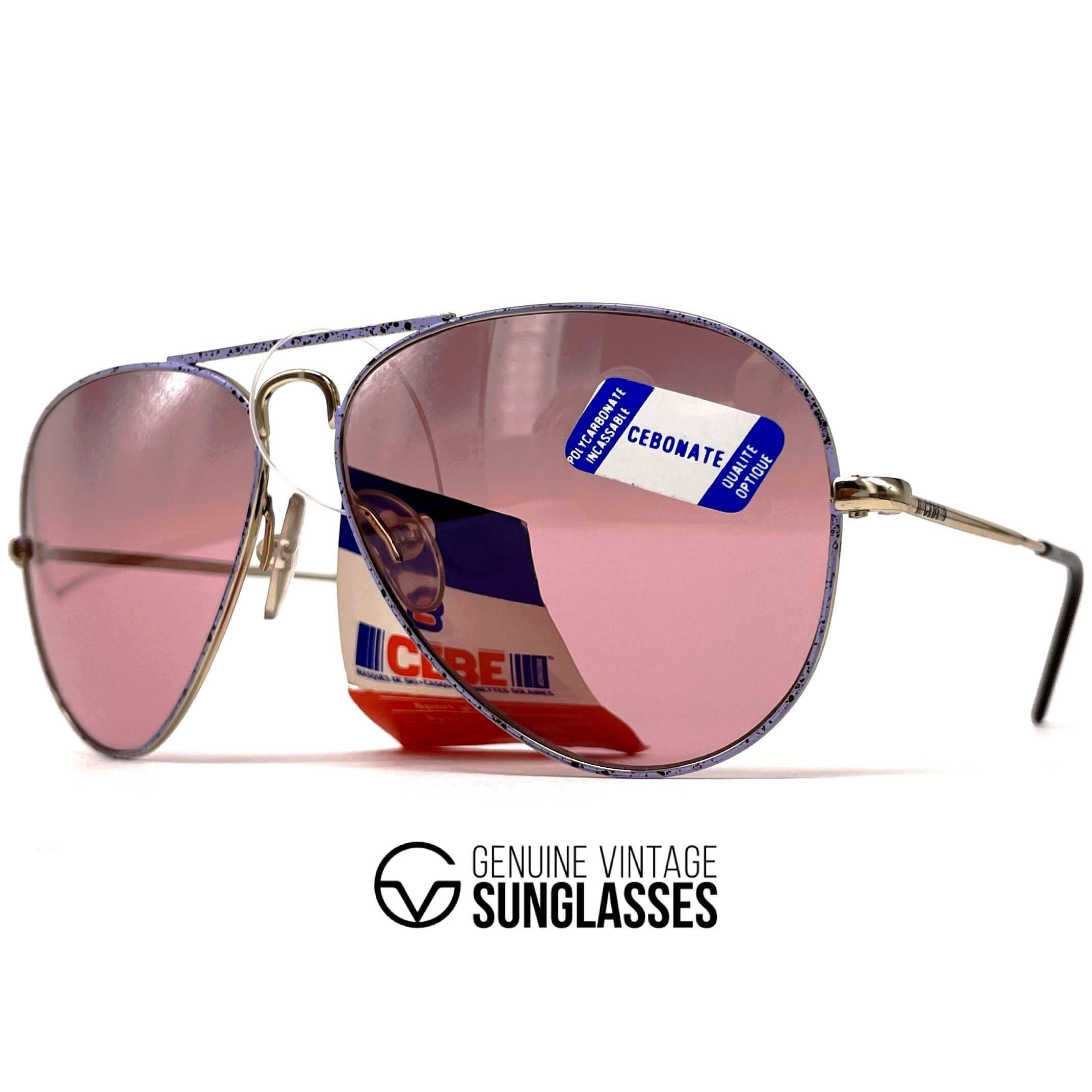 Vintage CEBE 205 Metal gold hand painted mirrored aviator sunglasses