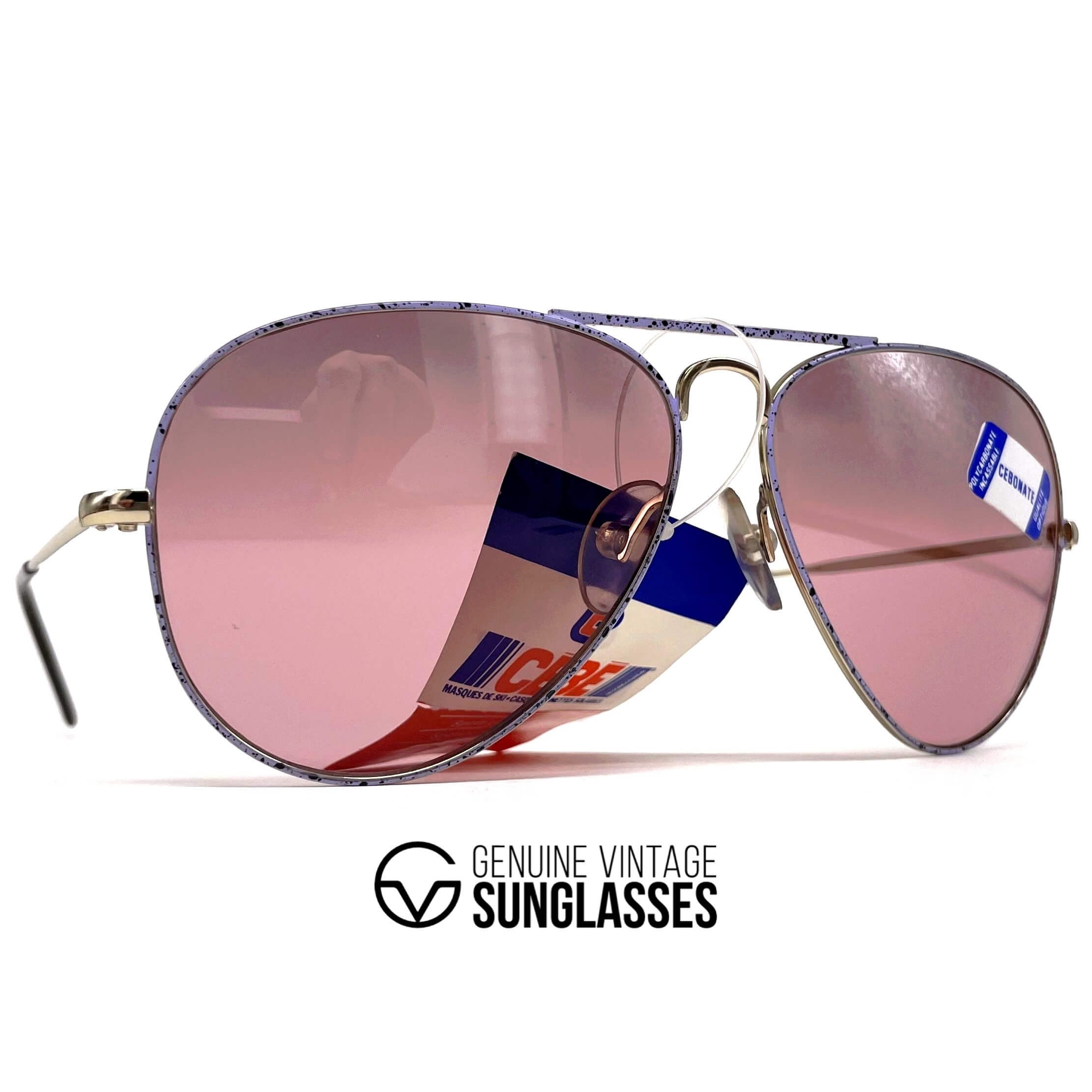Vintage CEBE 205 Metal gold hand painted mirrored aviator sunglasses