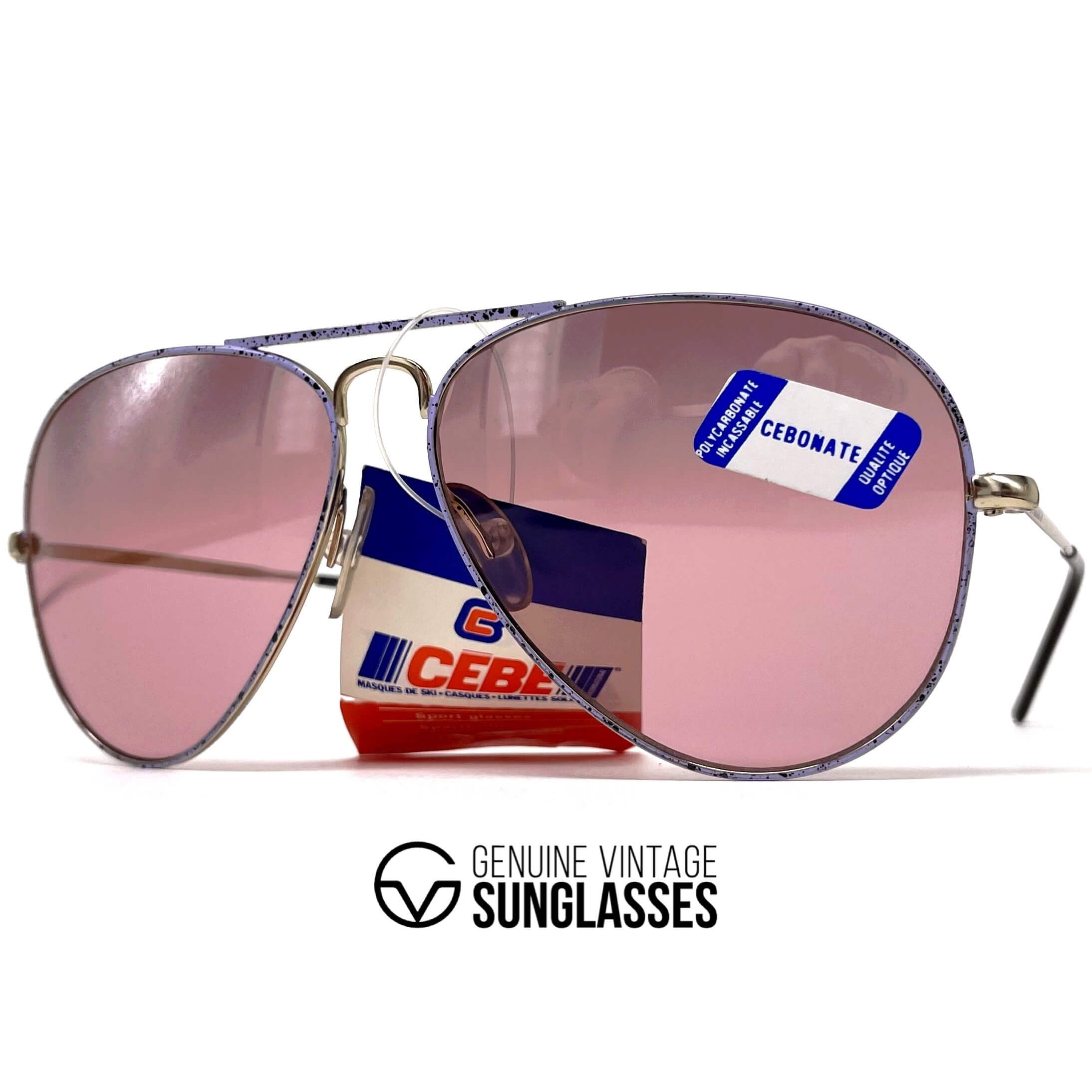 Vintage CEBE 205 Metal gold hand painted mirrored aviator sunglasses
