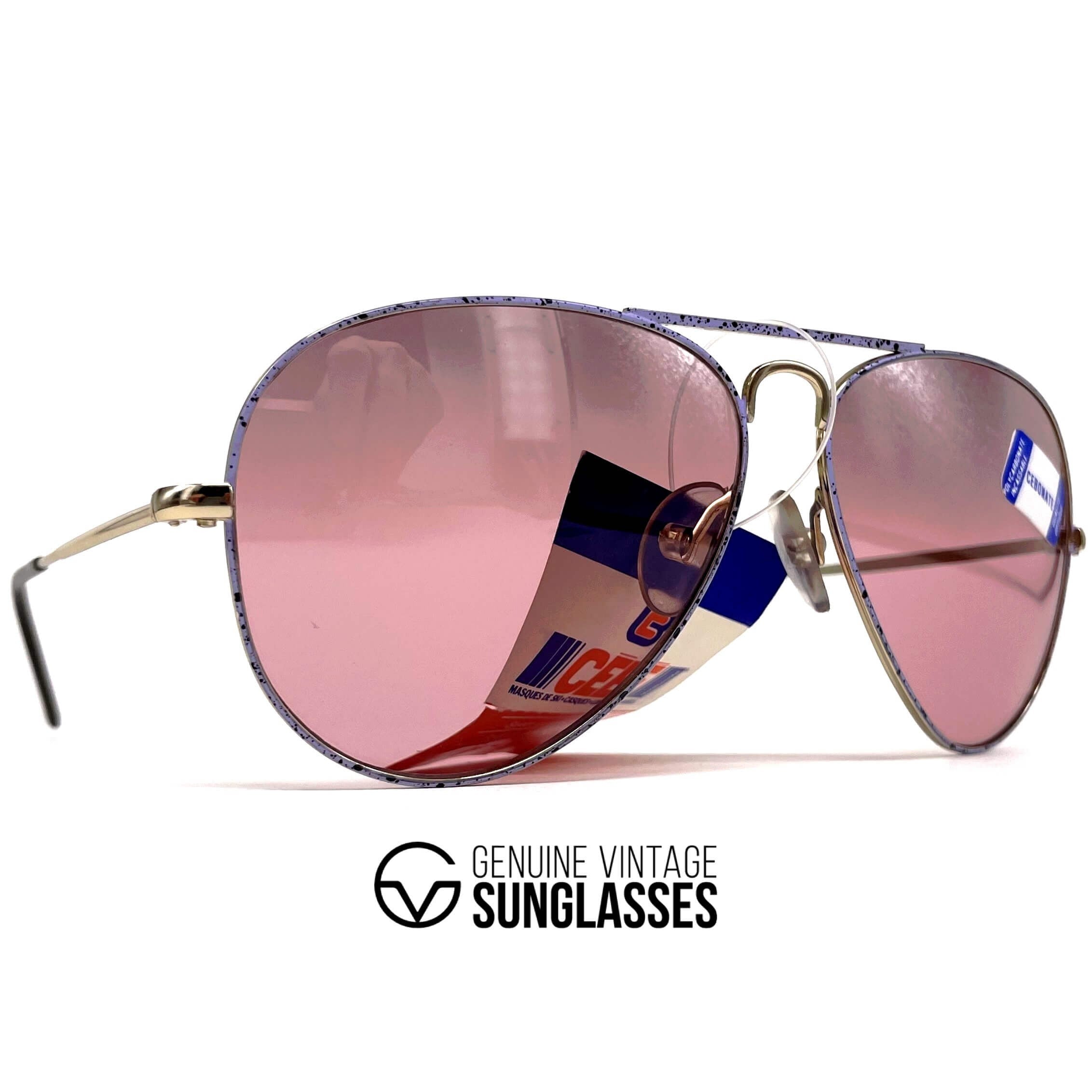 Vintage CEBE 205 Metal gold hand painted mirrored aviator sunglasses