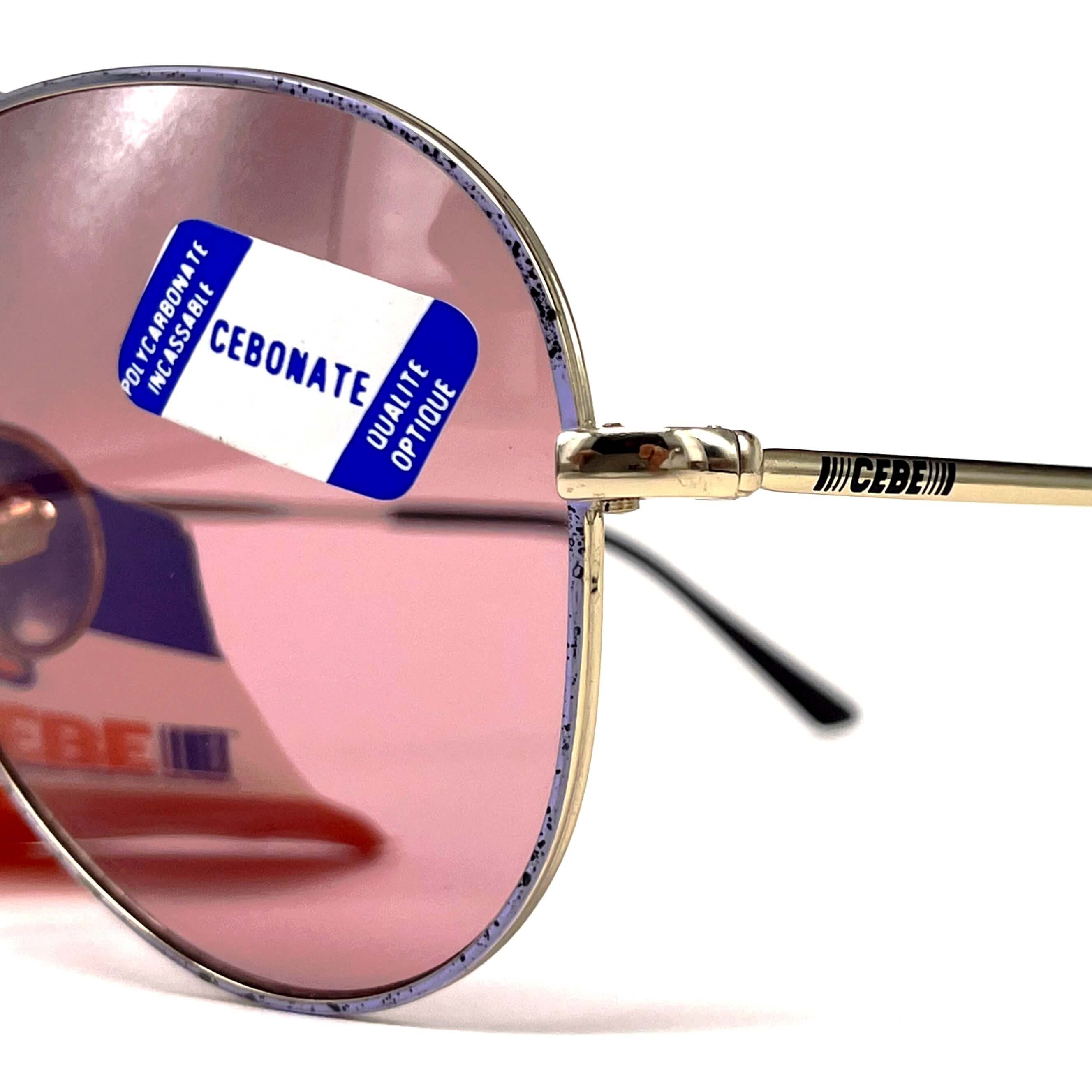Vintage CEBE 205 Metal gold hand painted mirrored aviator sunglasses