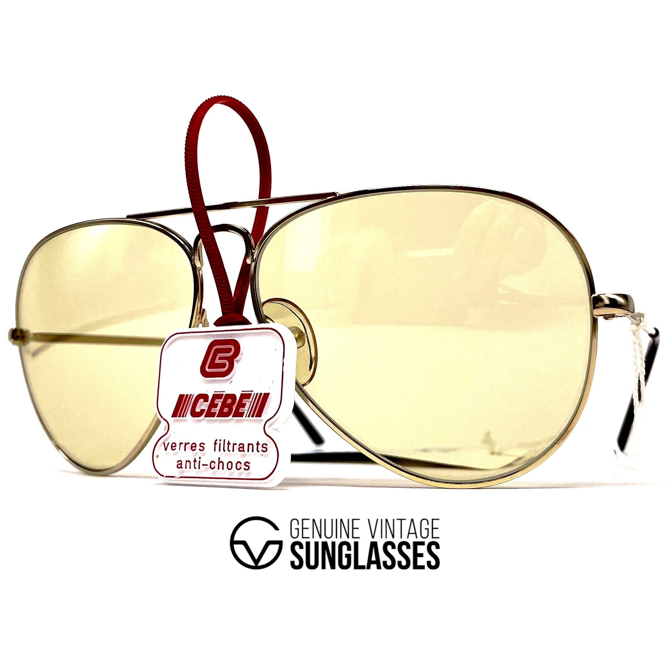 Vintage CEBE 205 Metal gold photochromic mineral aviator sunglasses