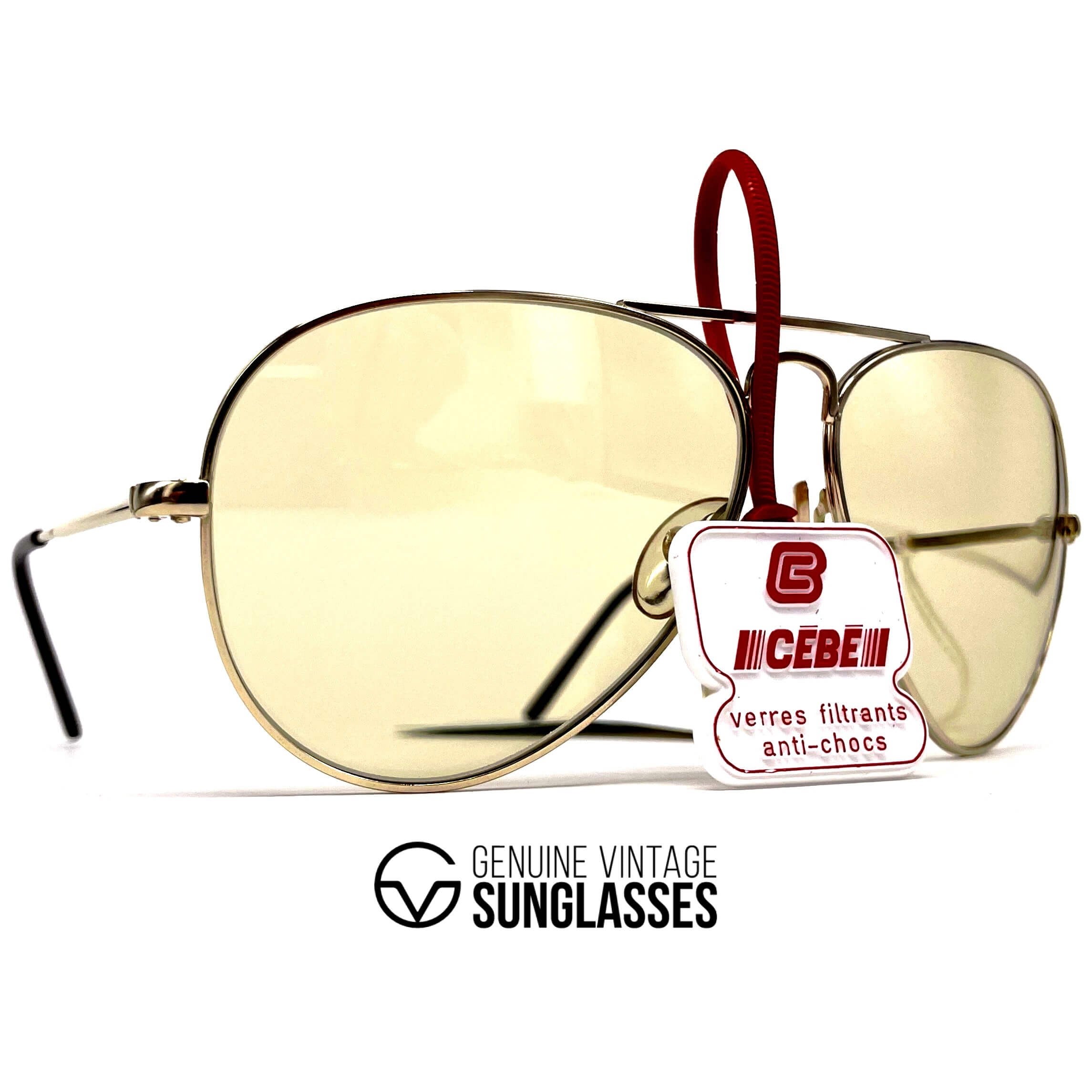 Vintage CEBE 205 Metal gold photochromic mineral aviator sunglasses