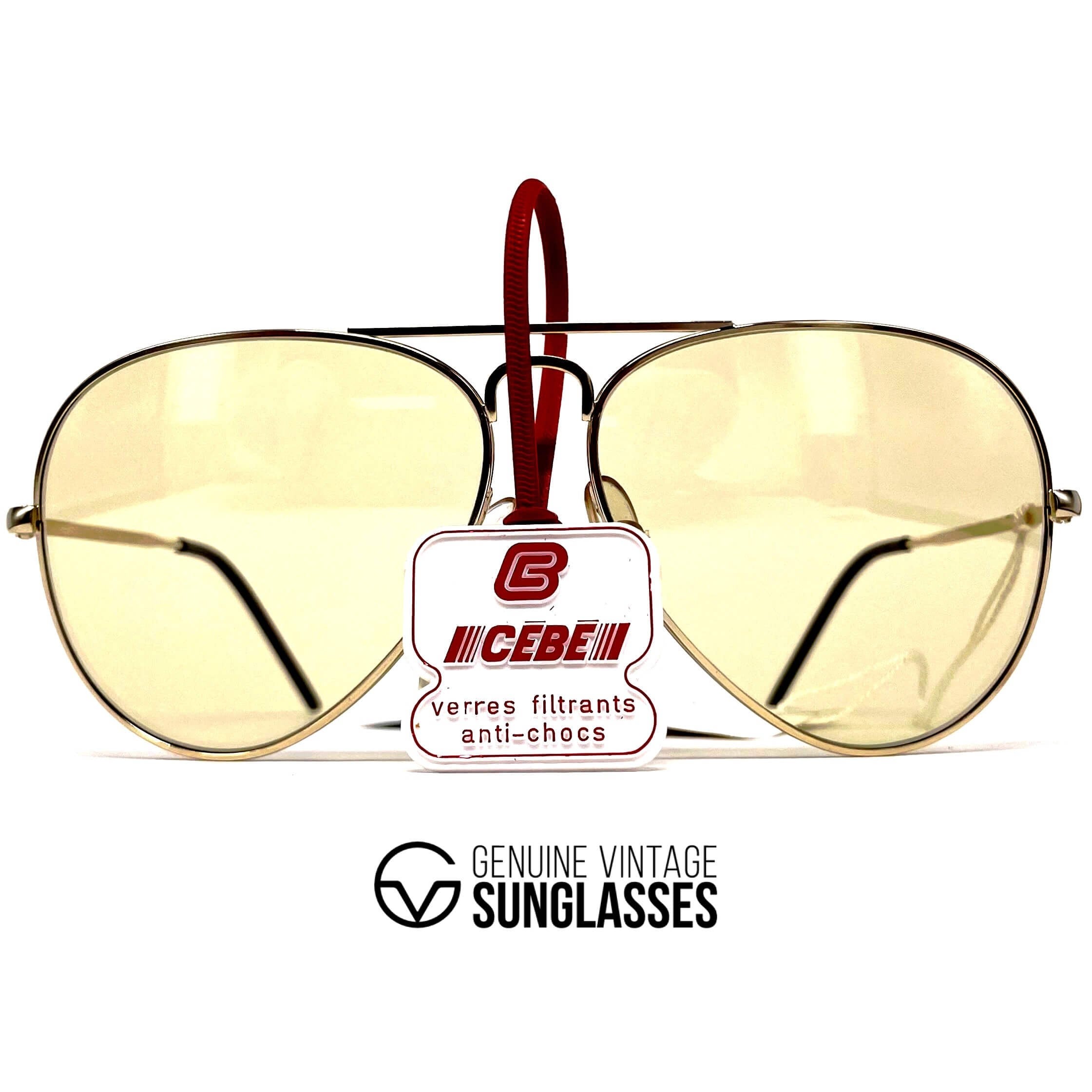 Vintage CEBE 205 Metal gold photochromic mineral aviator sunglasses