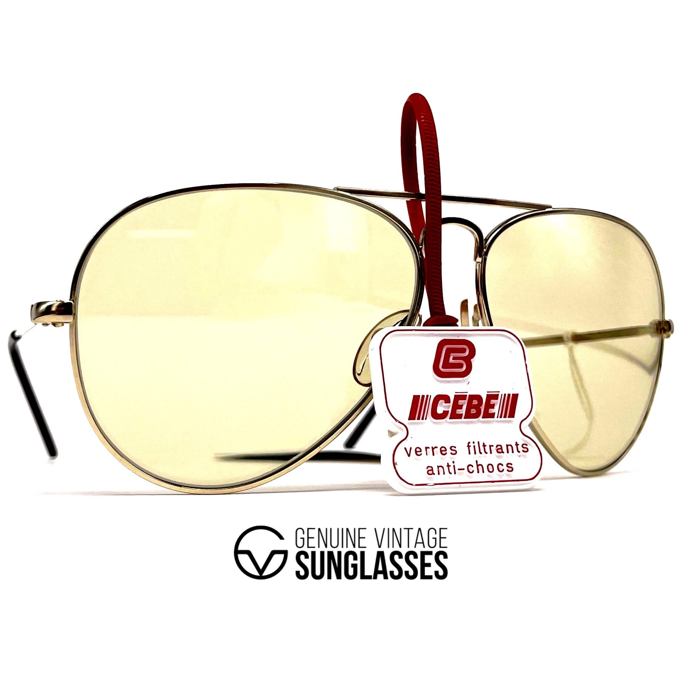Vintage CEBE 205 Metal gold photochromic mineral aviator sunglasses