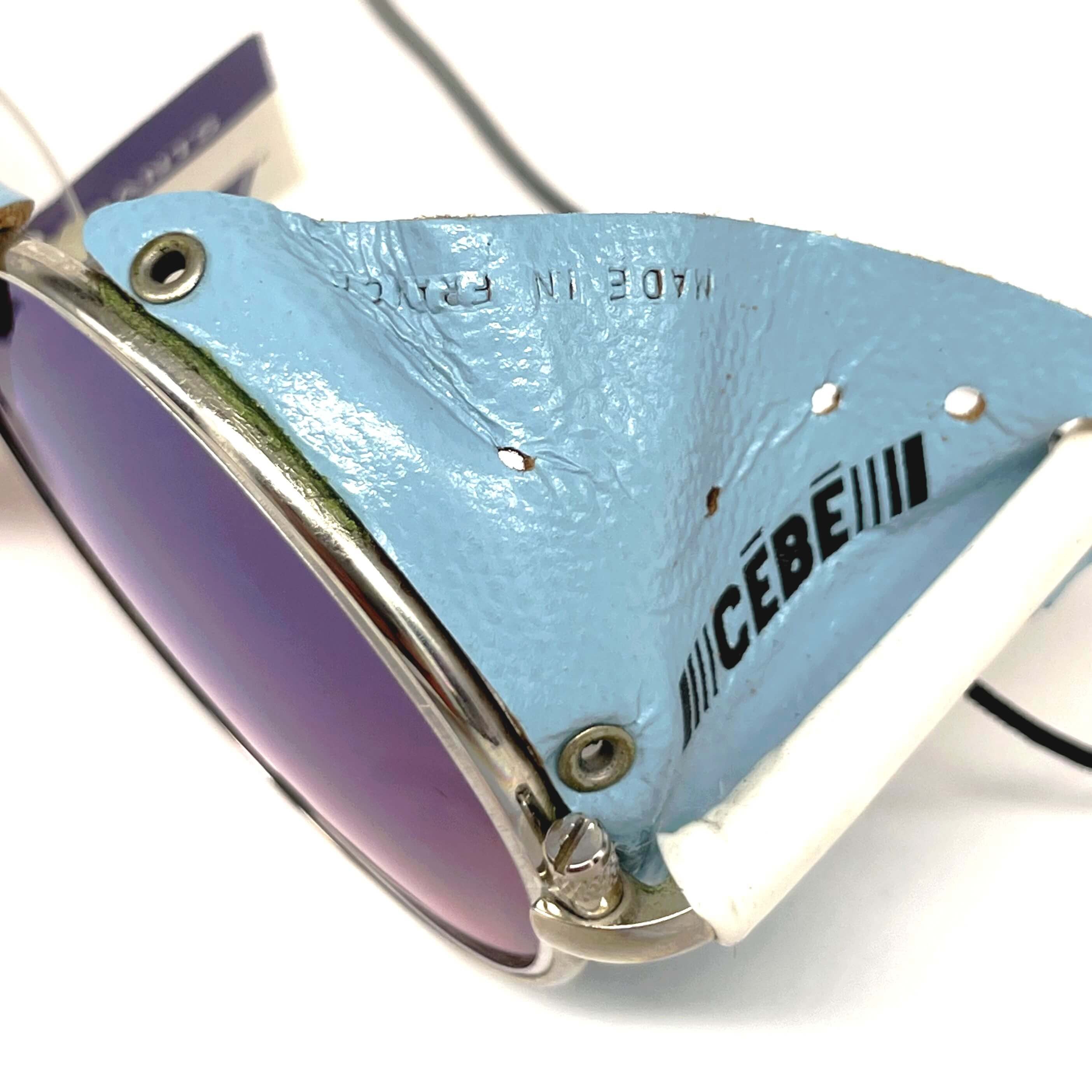 Vintage CEBE 286 blue leather glacier mirrored sunglasses