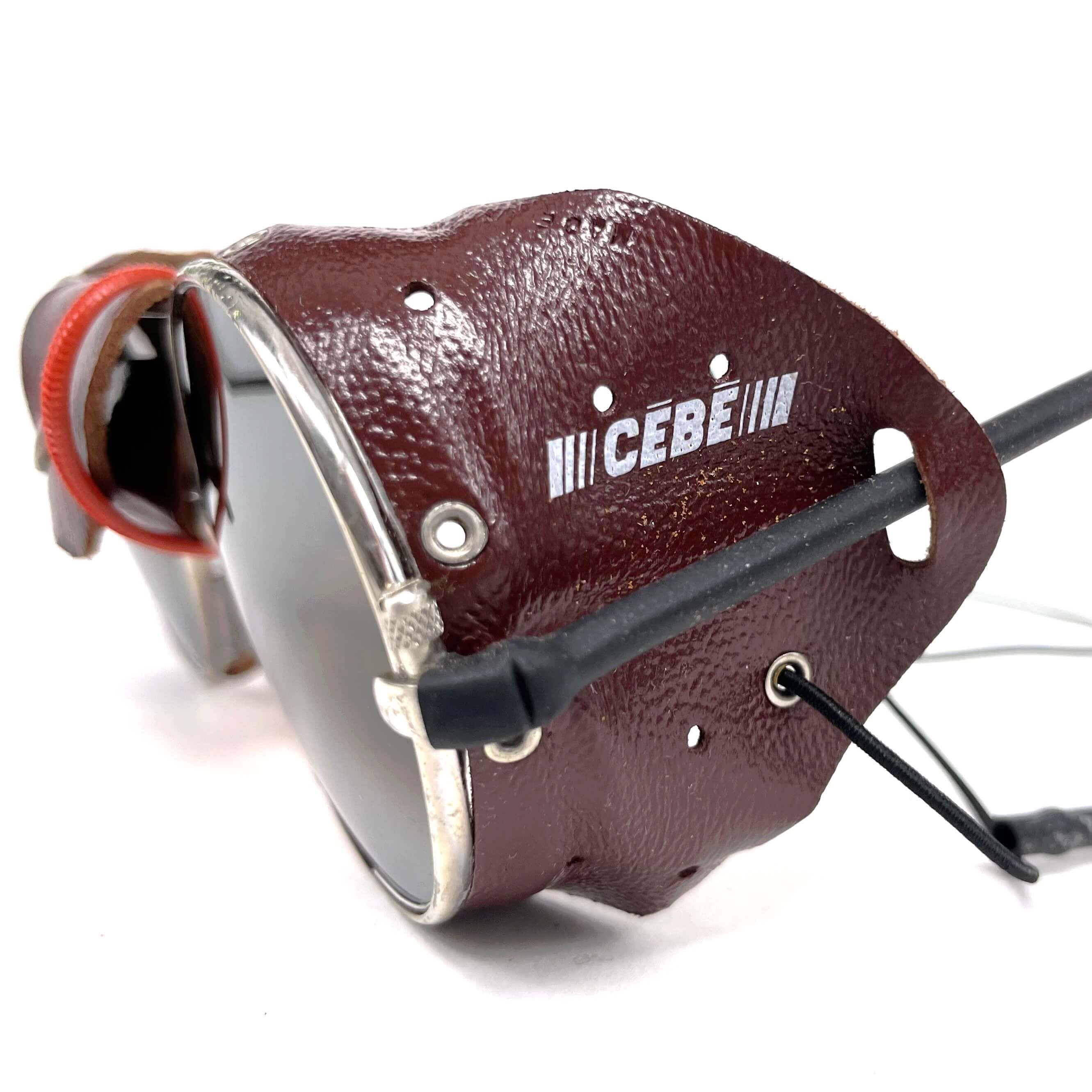 Vintage CEBE 286 brown leather glacier mirrored sunglasses