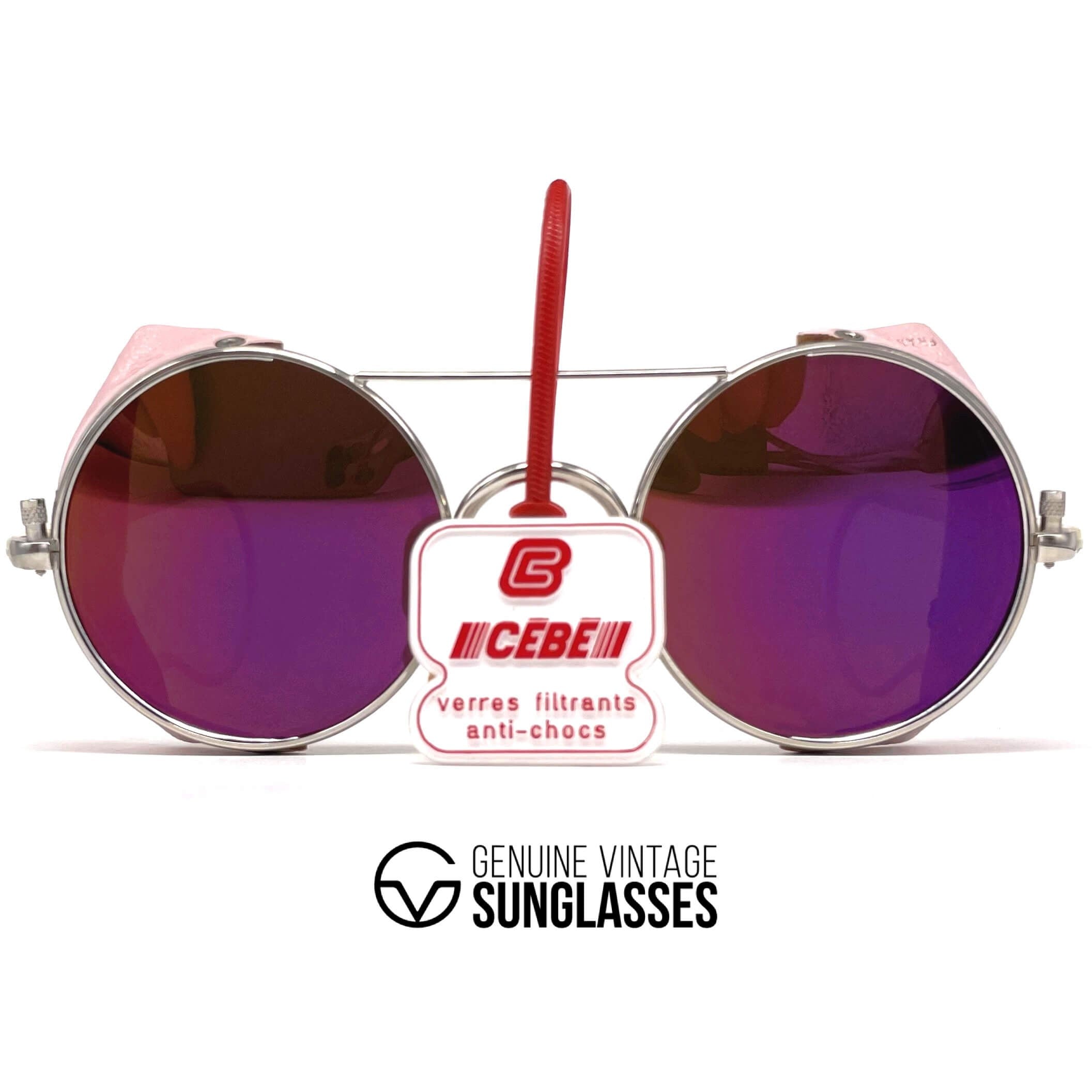 Vintage CEBE 286 pink leather glacier mirrored sunglasses