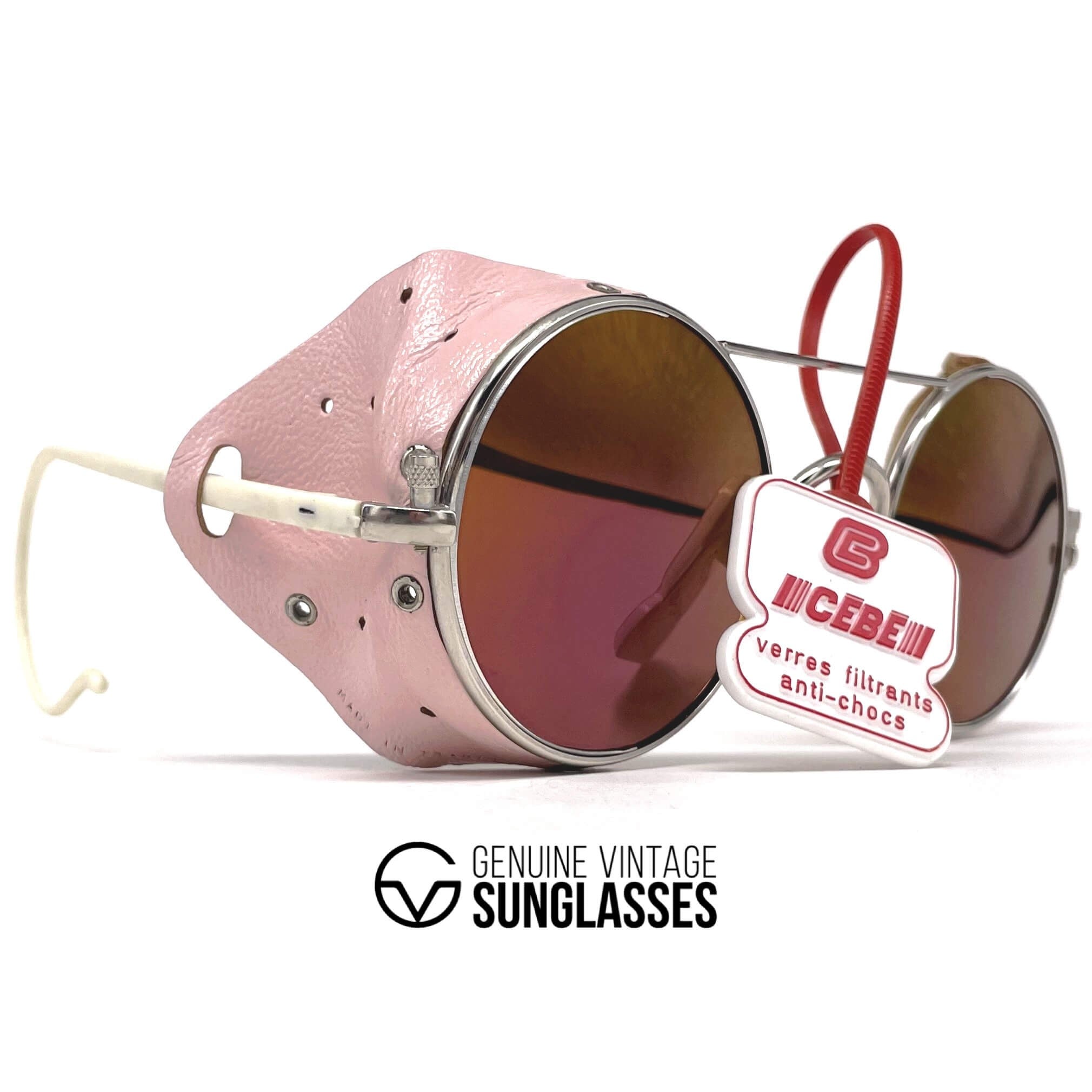 Vintage CEBE 286 pink leather glacier mirrored sunglasses