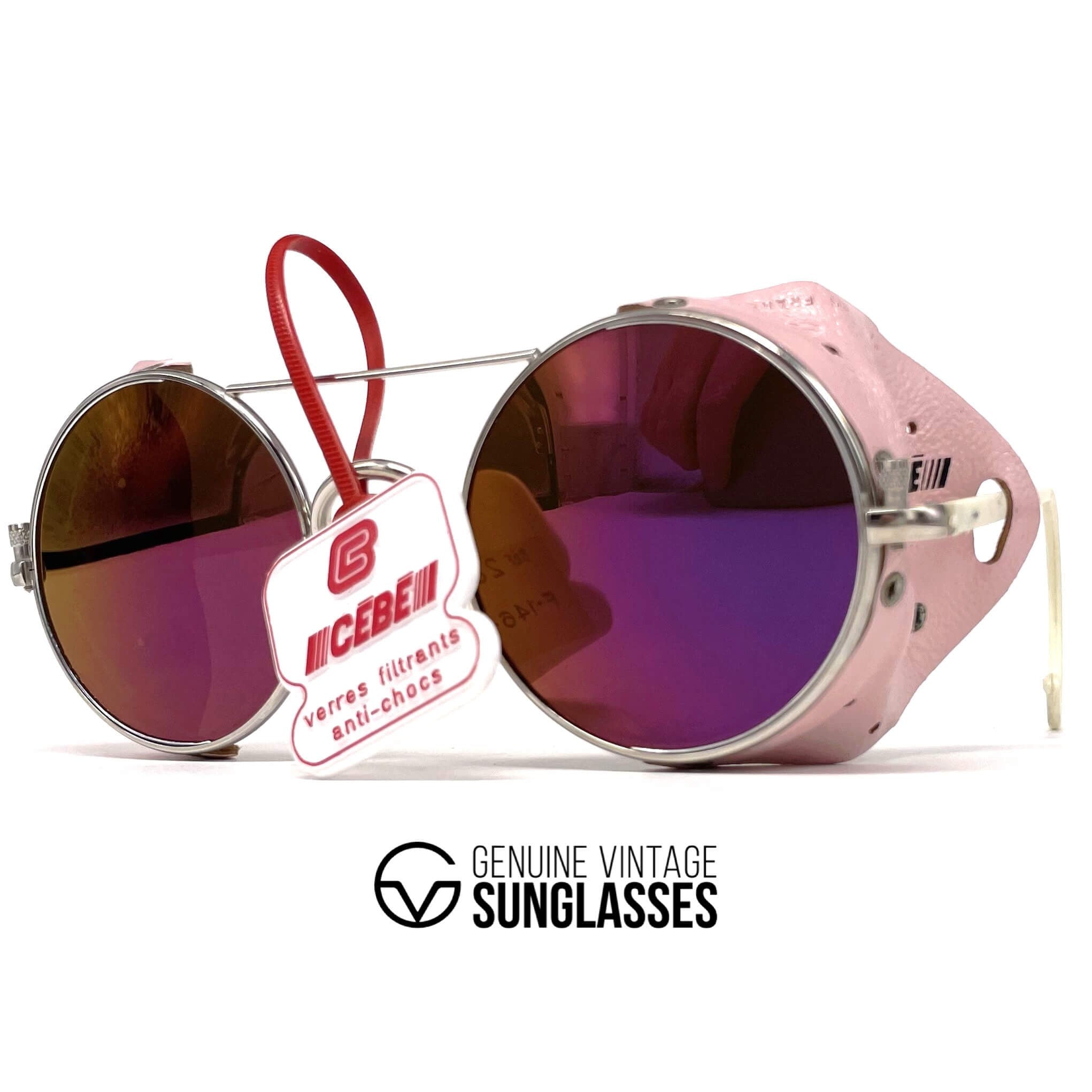 Vintage CEBE 286 pink leather glacier mirrored sunglasses