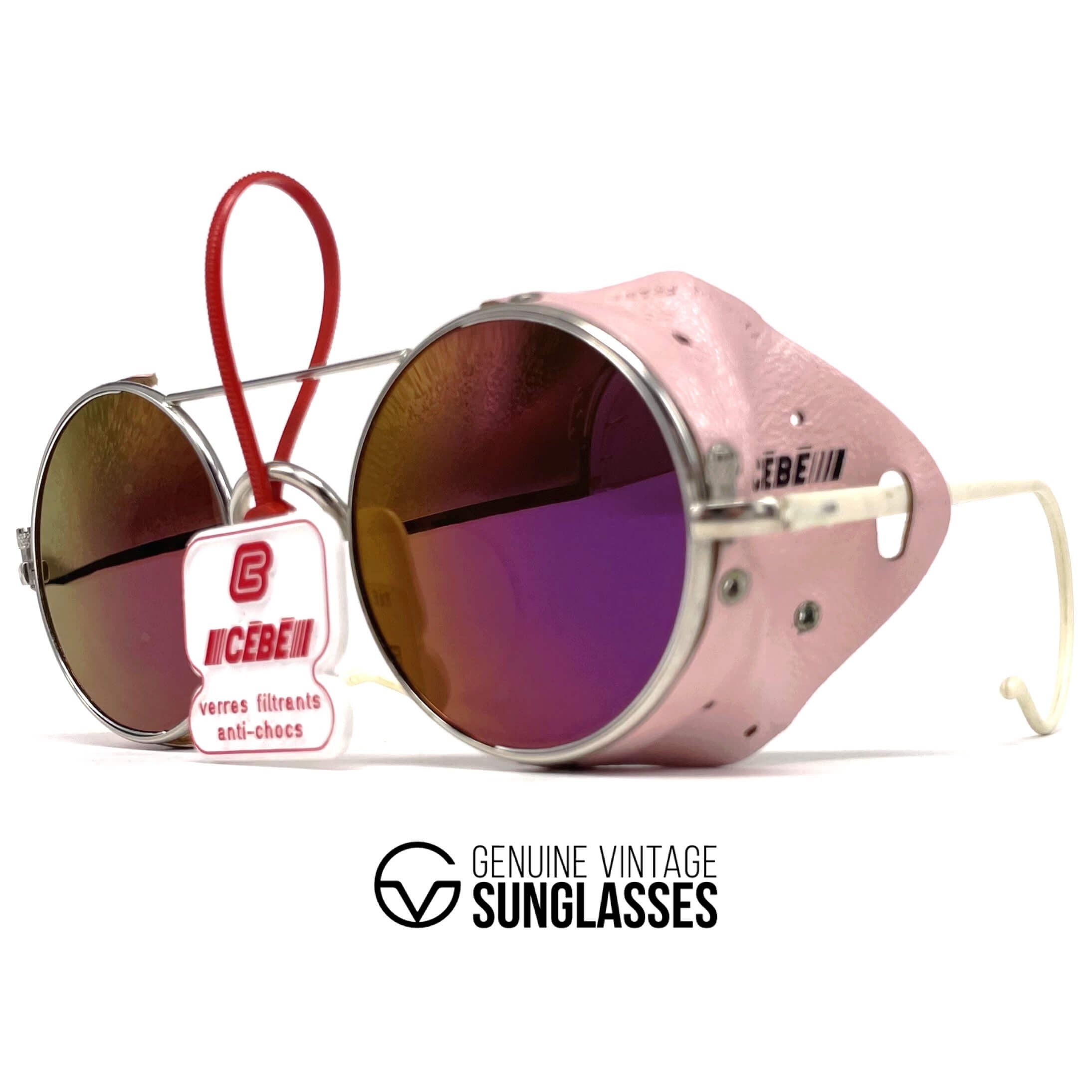 Vintage CEBE 286 pink leather glacier mirrored sunglasses