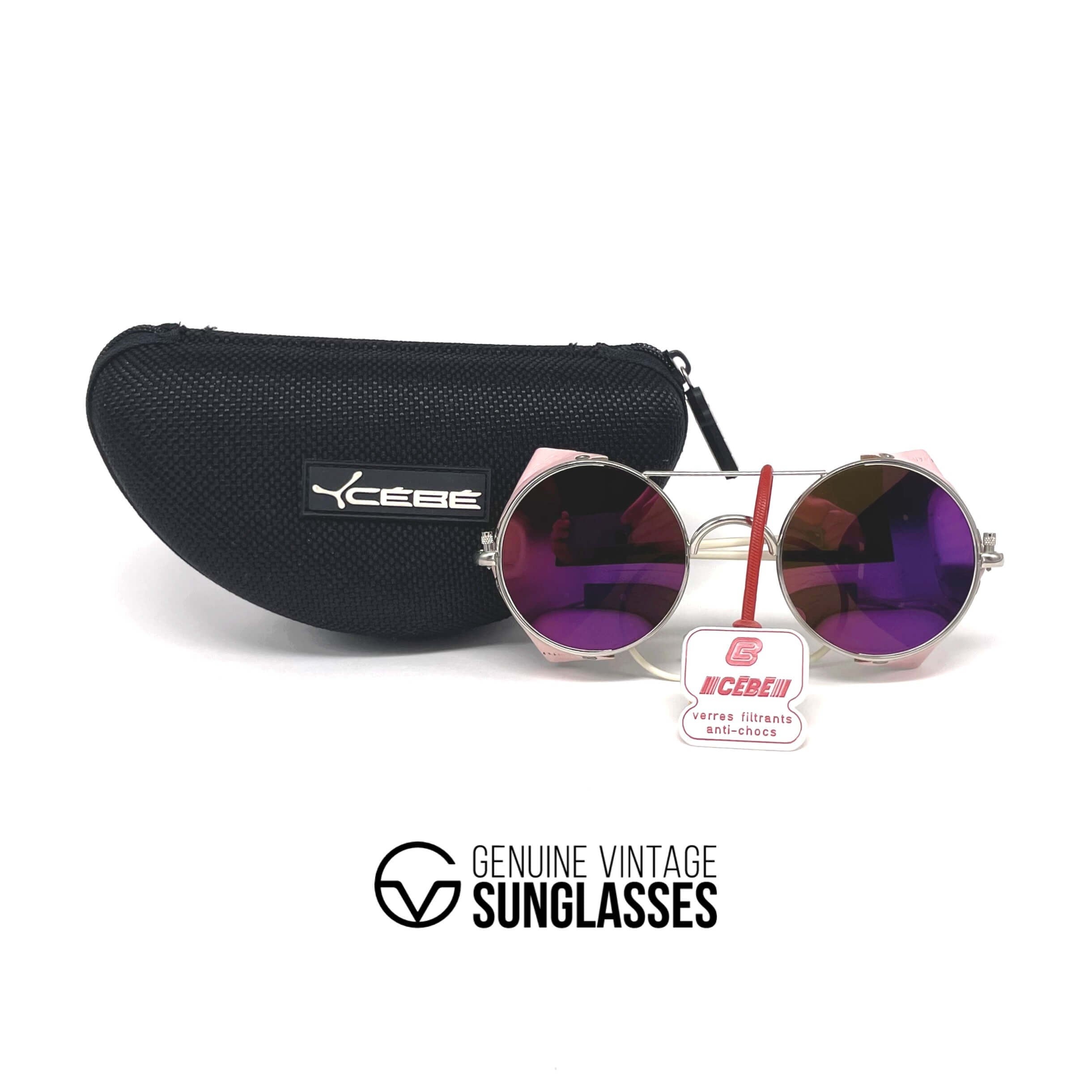 Vintage CEBE 286 pink leather glacier mirrored sunglasses