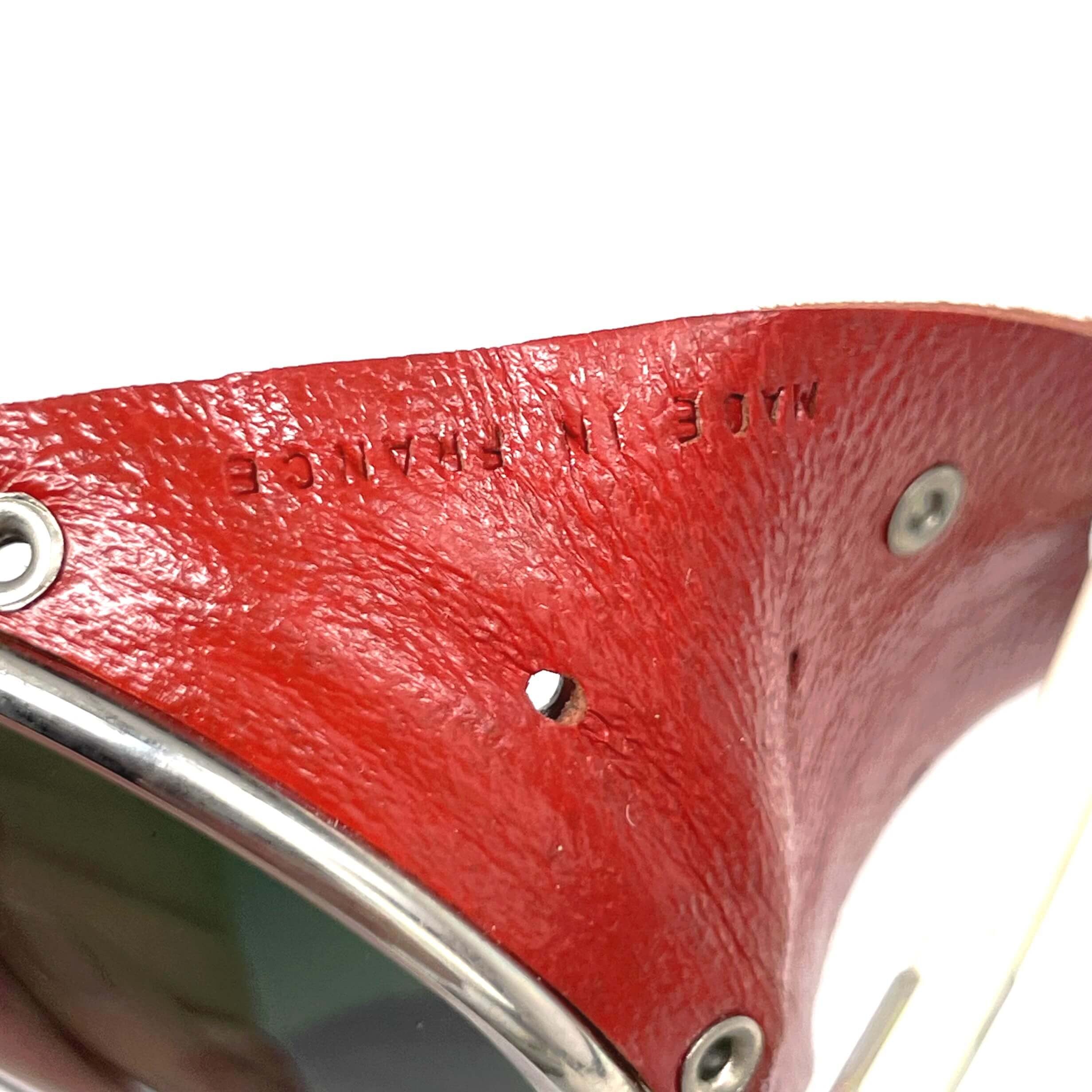 Vintage CEBE 286 red leather glacier metal sunglasses