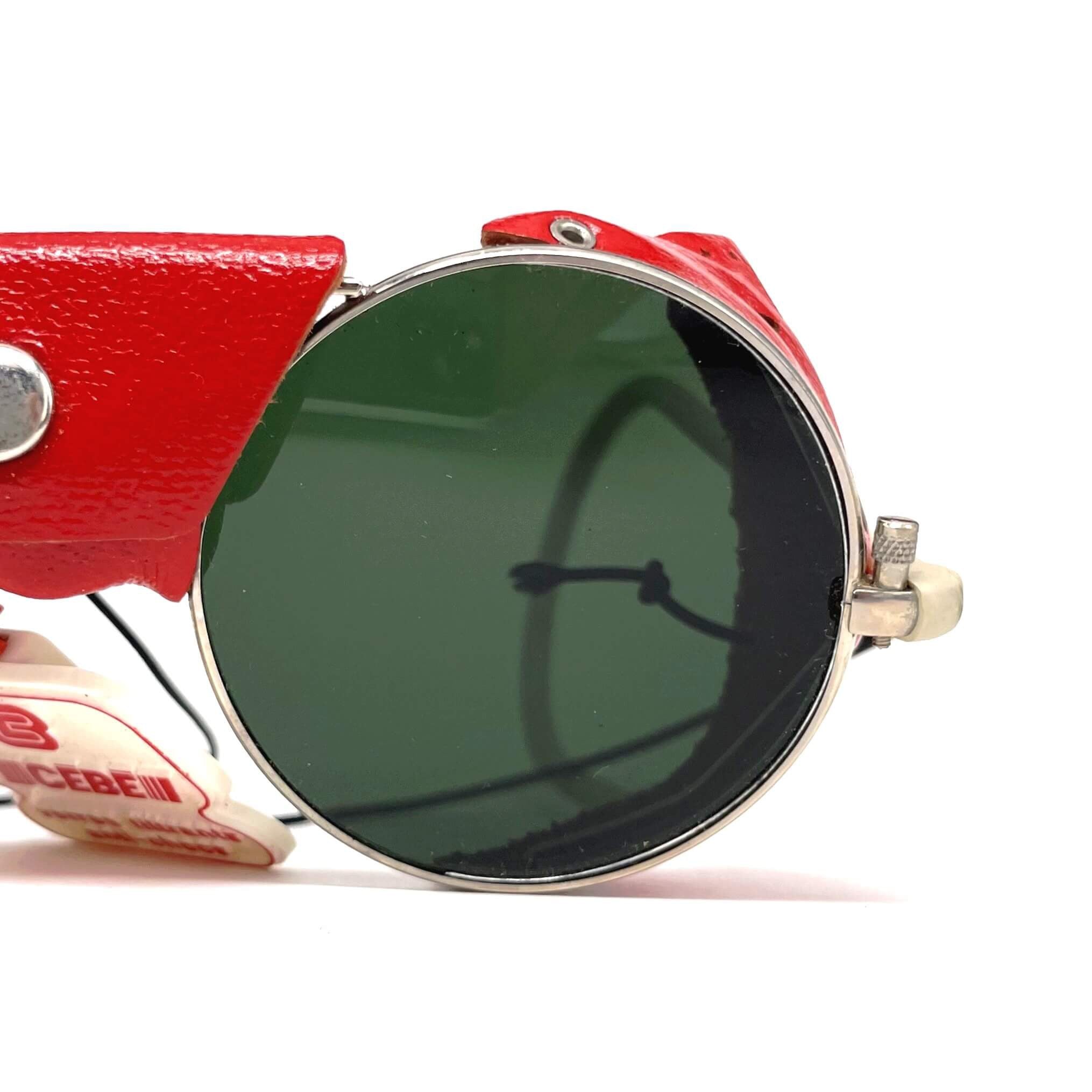 Vintage CEBE 286 red leather glacier metal sunglasses