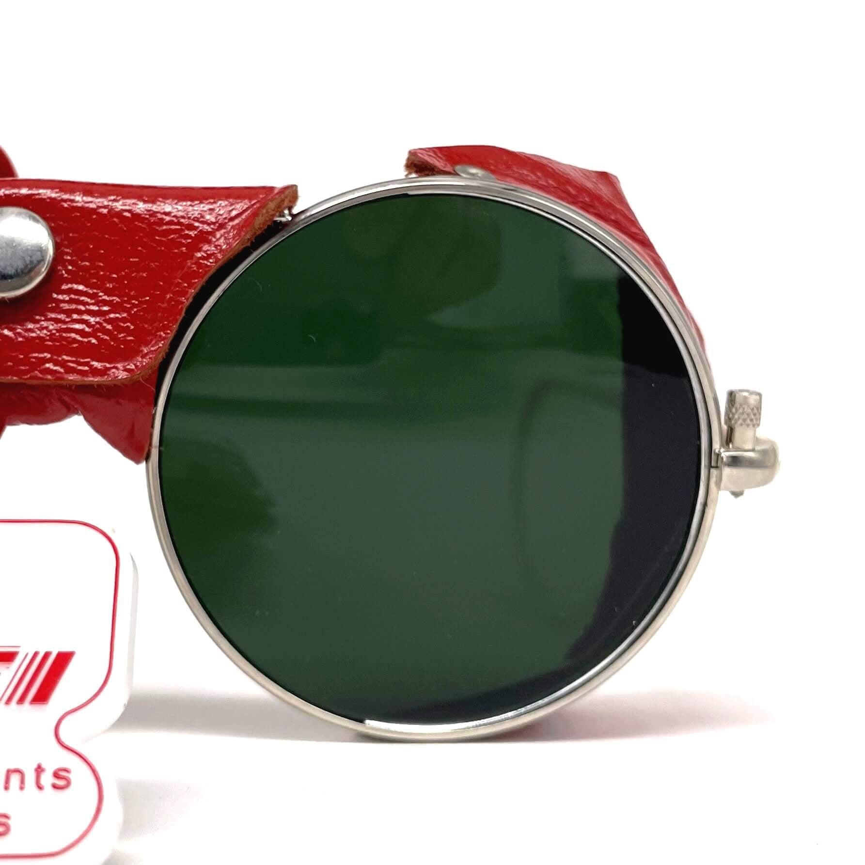 Vintage CEBE 286 red leather glacier metal sunglasses