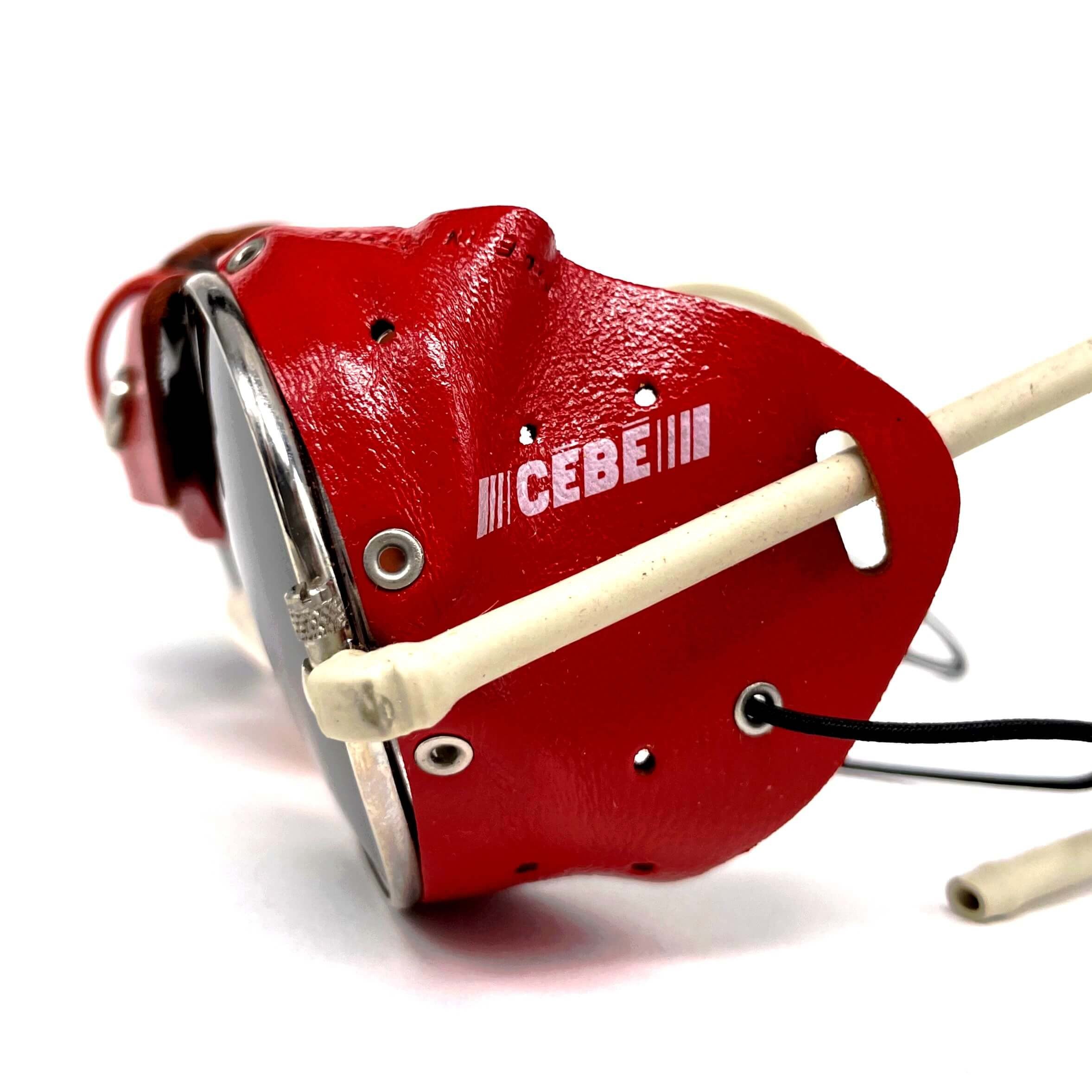 Vintage CEBE 286 red leather glacier metal sunglasses