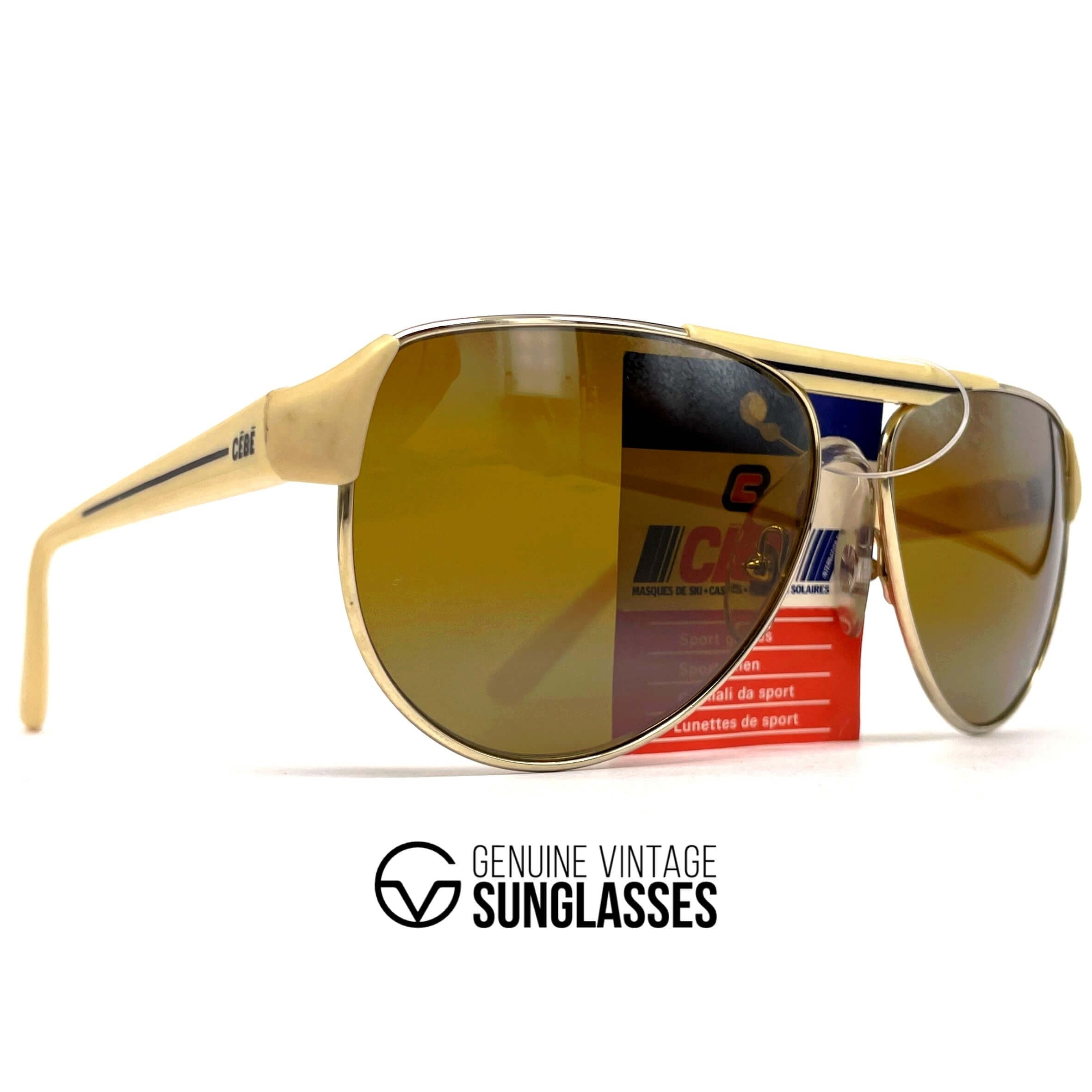 Vintage CEBE 519 beige gold designer sunglasses