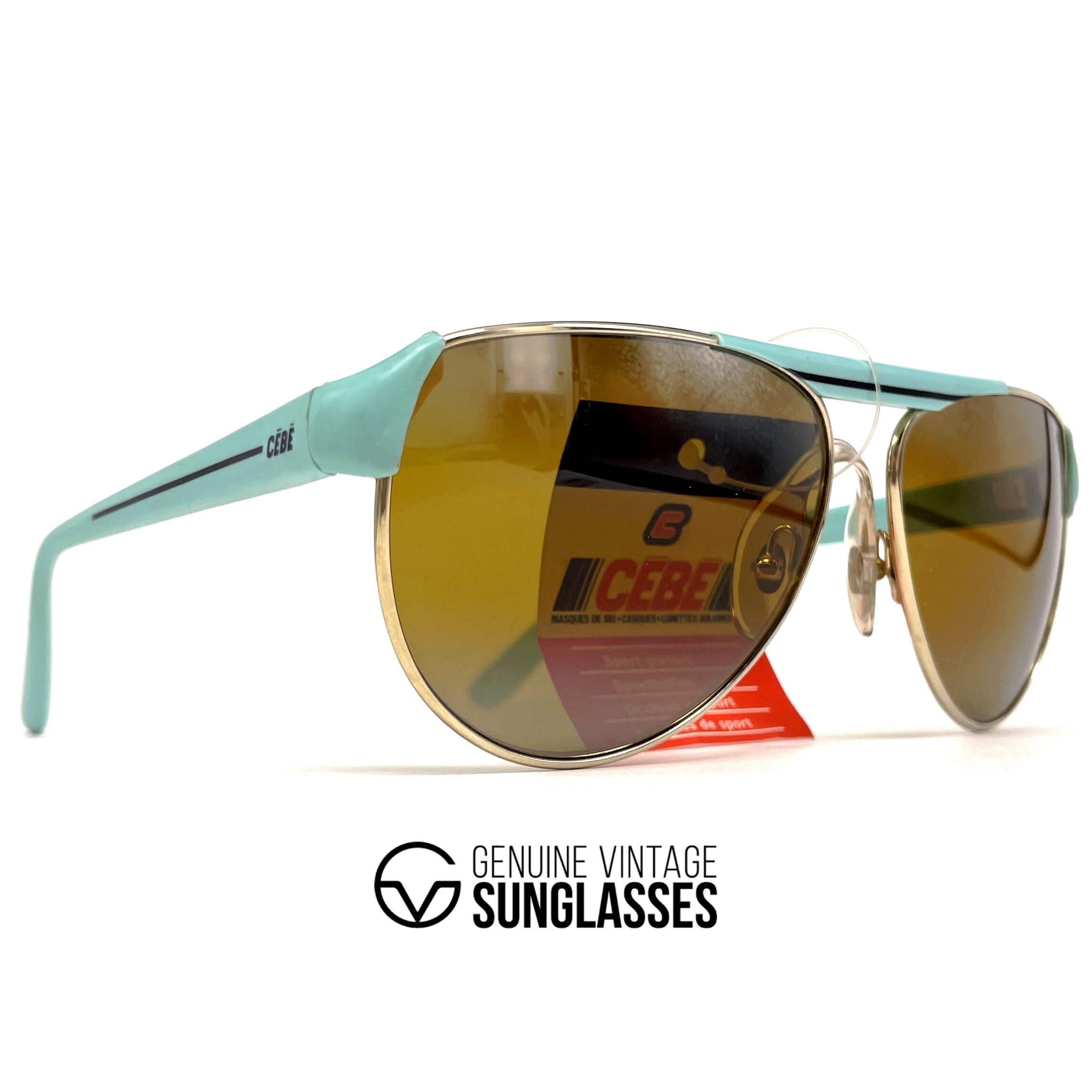 Vintage CEBE 519 green gold designer sunglasses