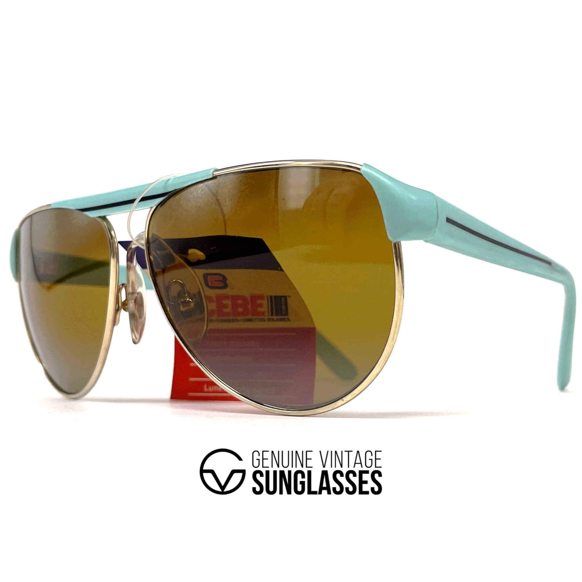 Vintage CEBE 519 green gold designer sunglasses