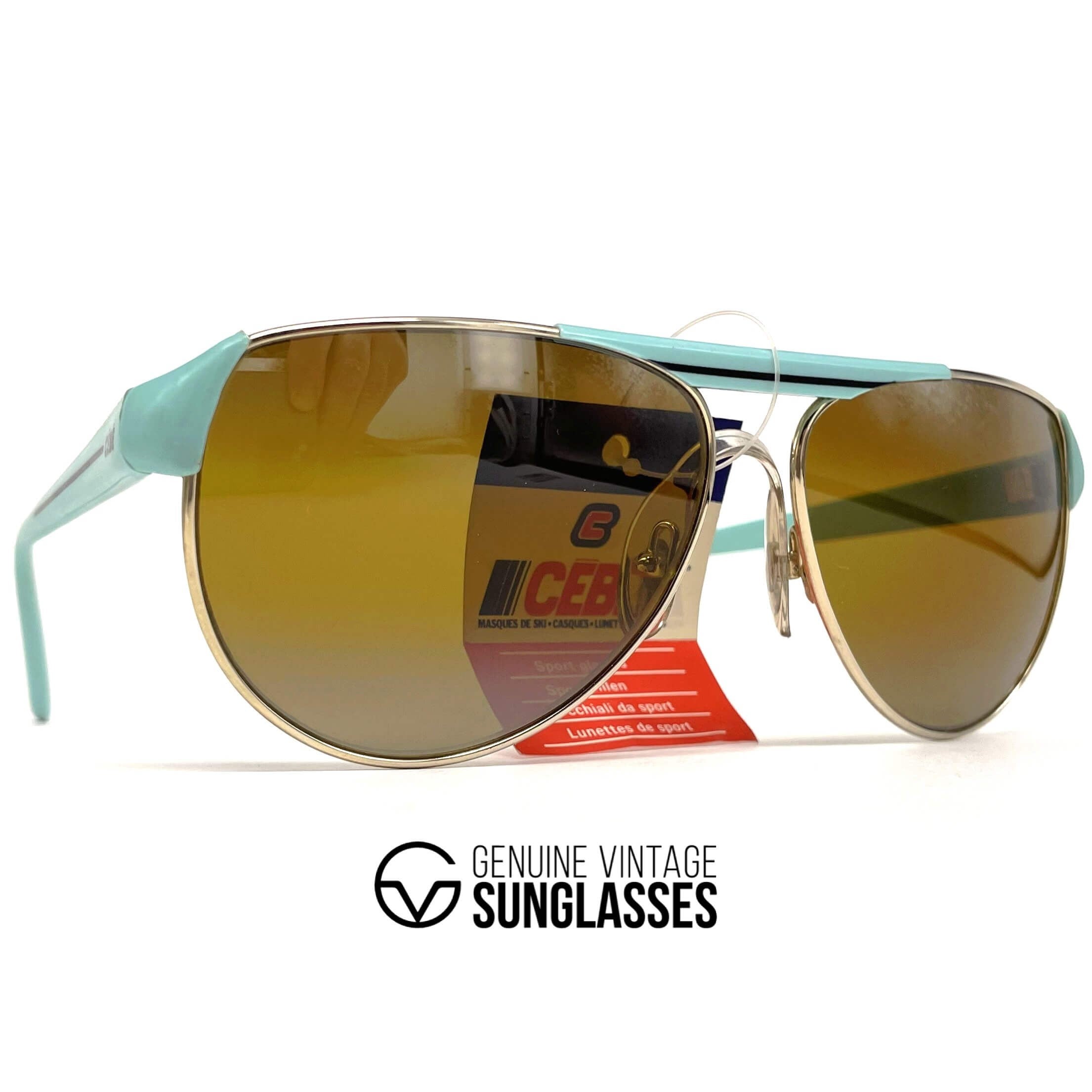 Vintage CEBE 519 green gold designer sunglasses
