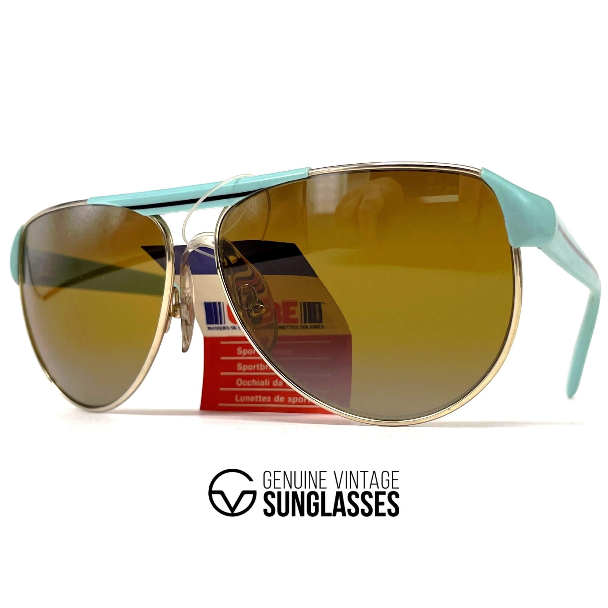 Vintage CEBE 519 green gold designer sunglasses