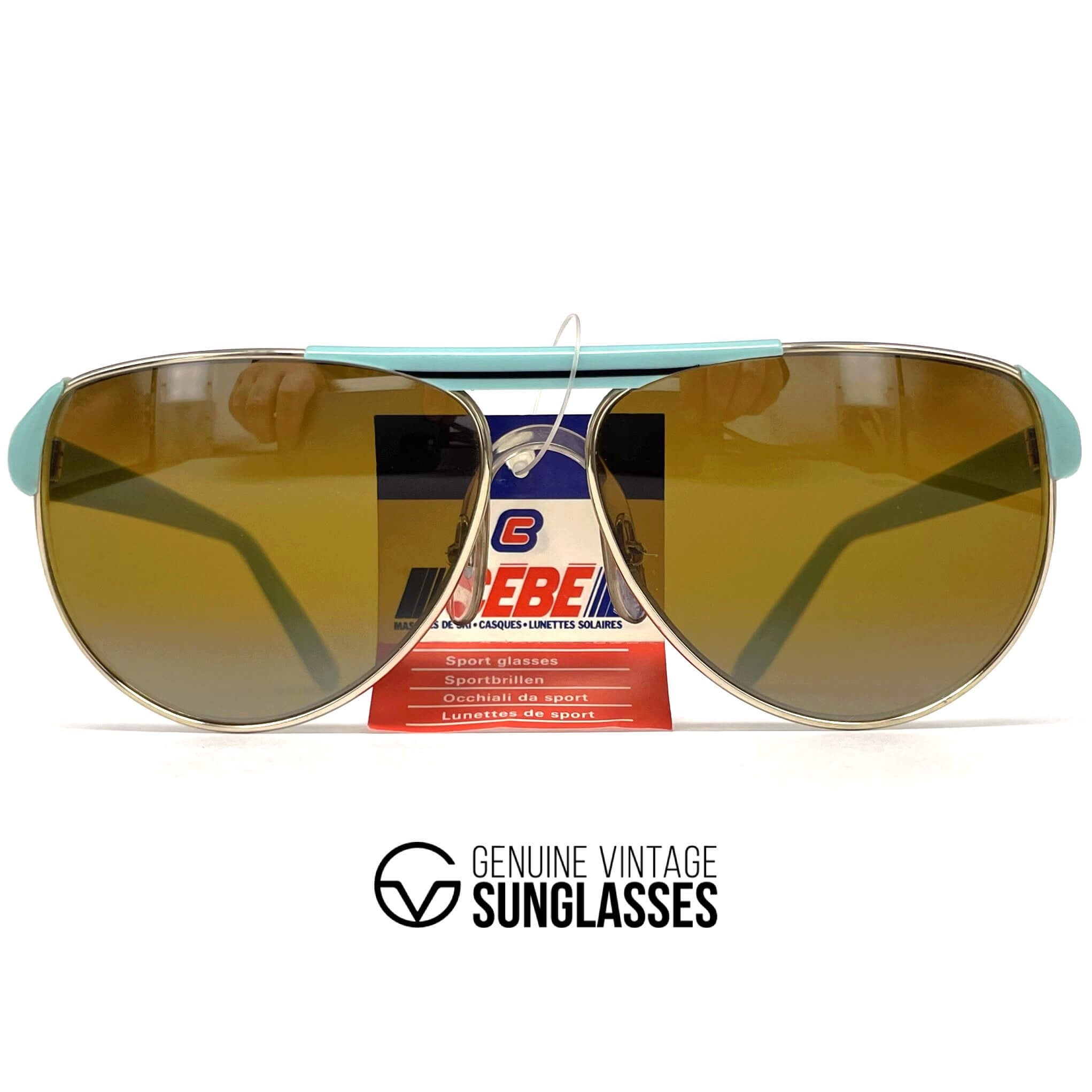 Vintage CEBE 519 green gold designer sunglasses
