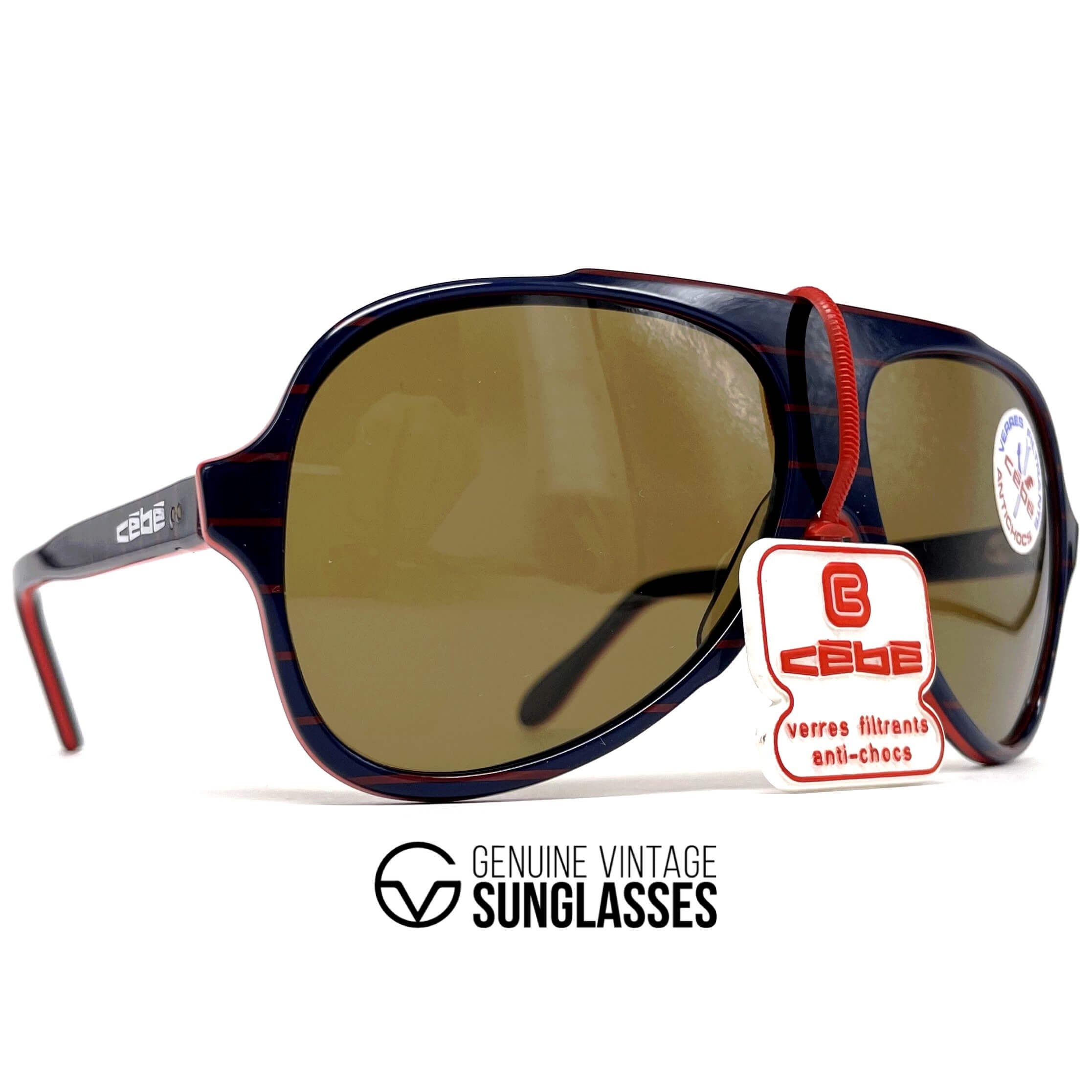 Vintage CEBE 769 Alpine Crafts blue striped mineral sports sunglasses