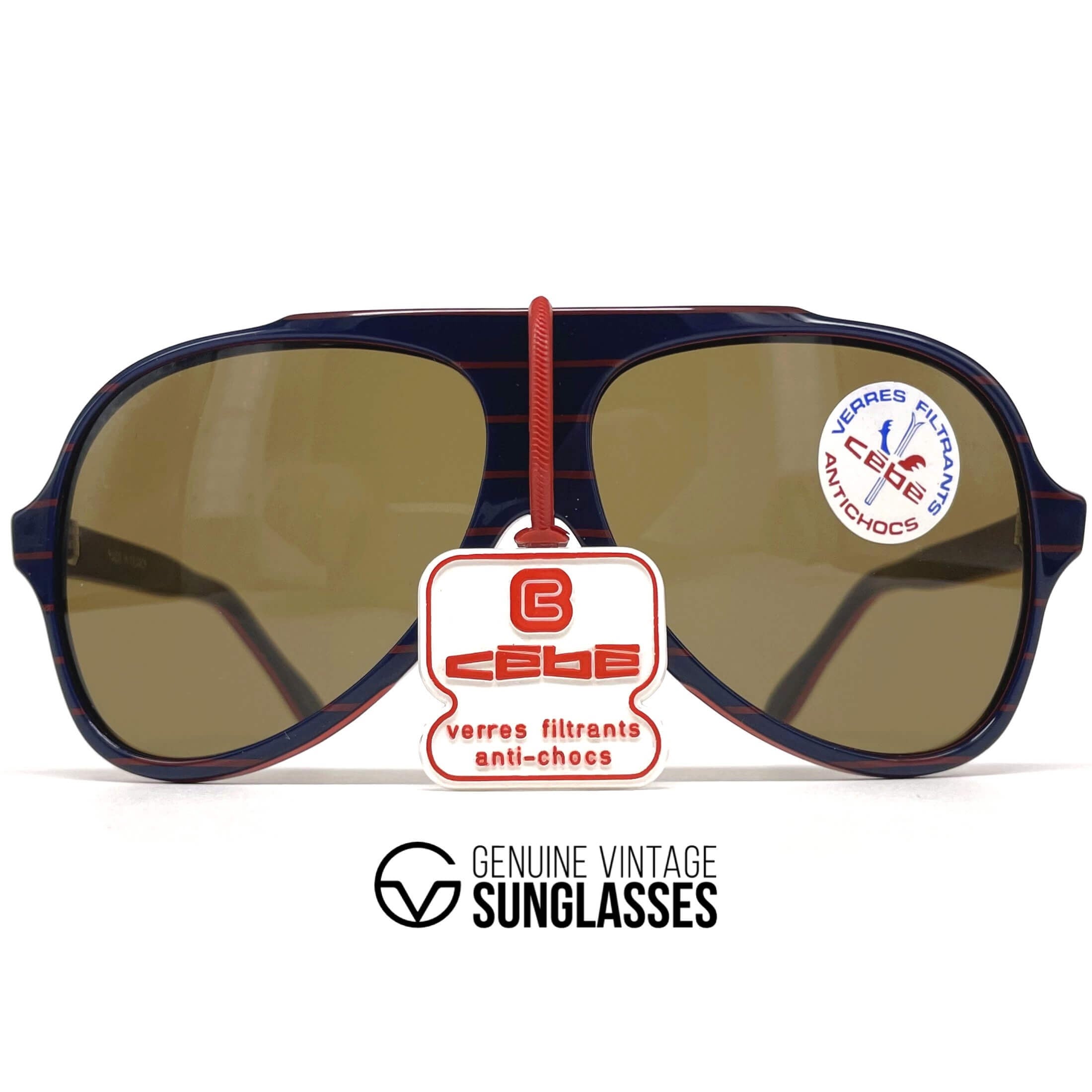 Vintage CEBE 769 Alpine Crafts blue striped mineral sports sunglasses