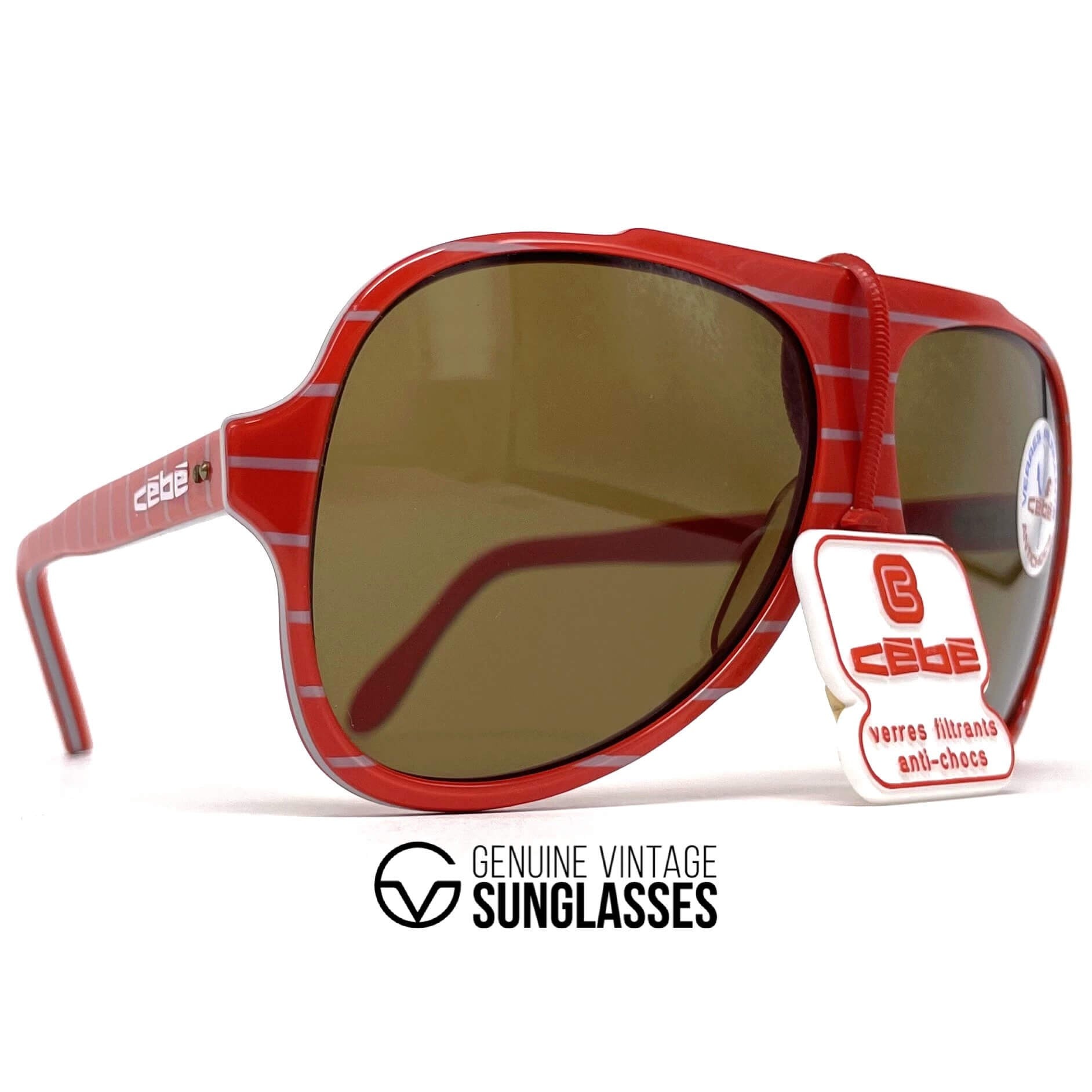 Vintage CEBE 769 Alpine Crafts red striped mineral sports sunglasses