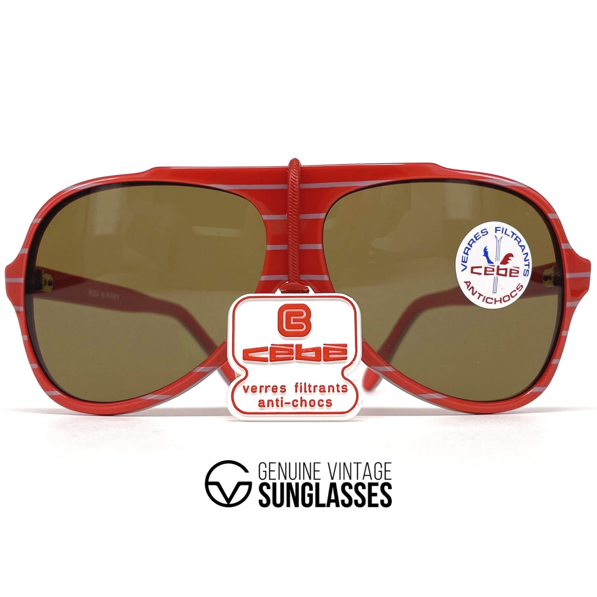 Vintage CEBE 769 Alpine Crafts red striped mineral sports sunglasses