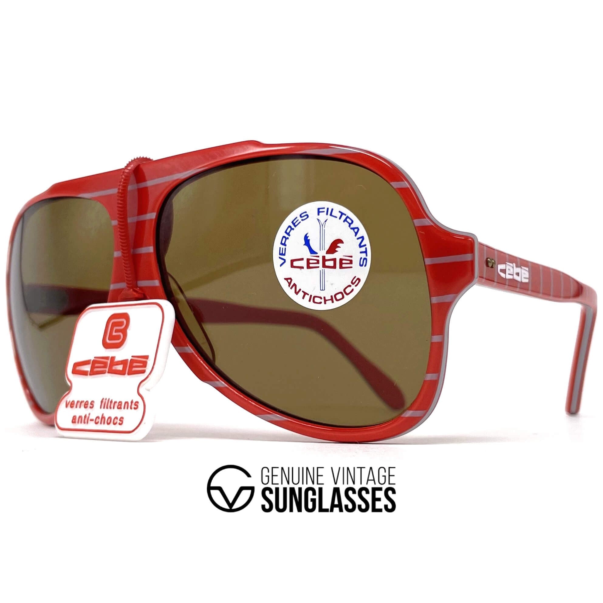 Vintage CEBE 769 Alpine Crafts red striped mineral sports sunglasses