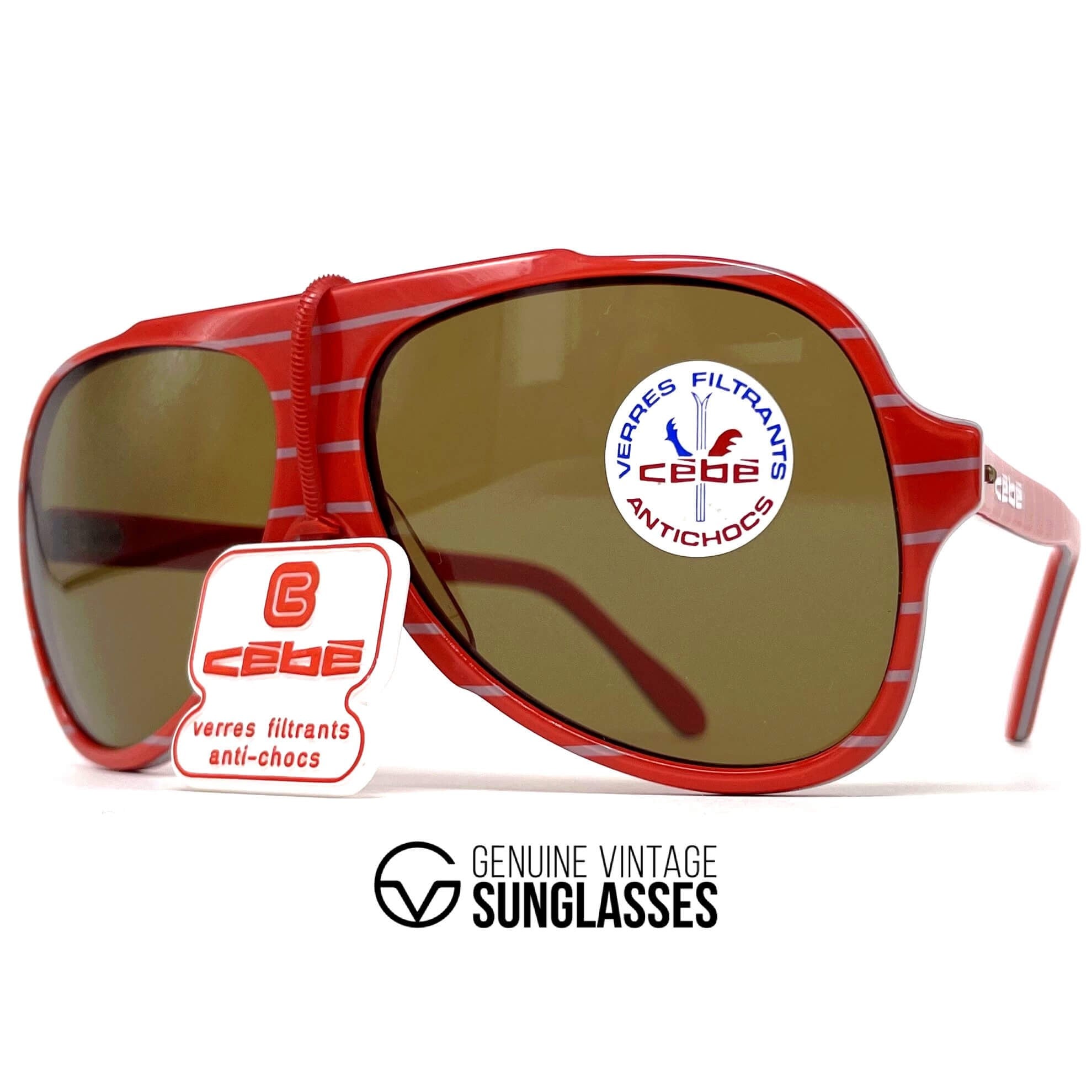Vintage CEBE 769 Alpine Crafts red striped mineral sports sunglasses