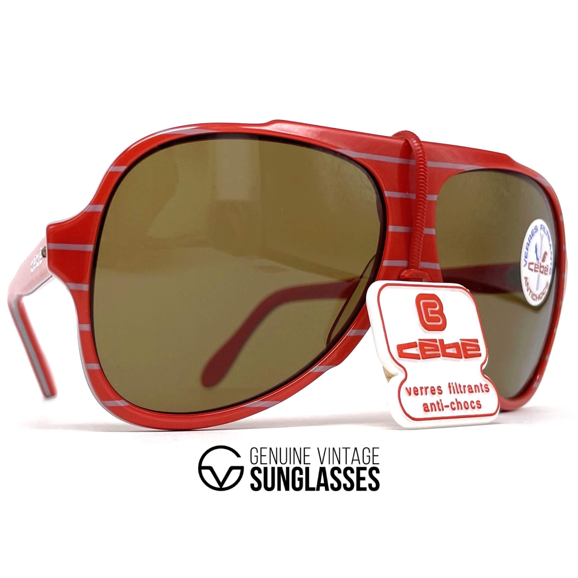 Vintage CEBE 769 Alpine Crafts red striped mineral sports sunglasses