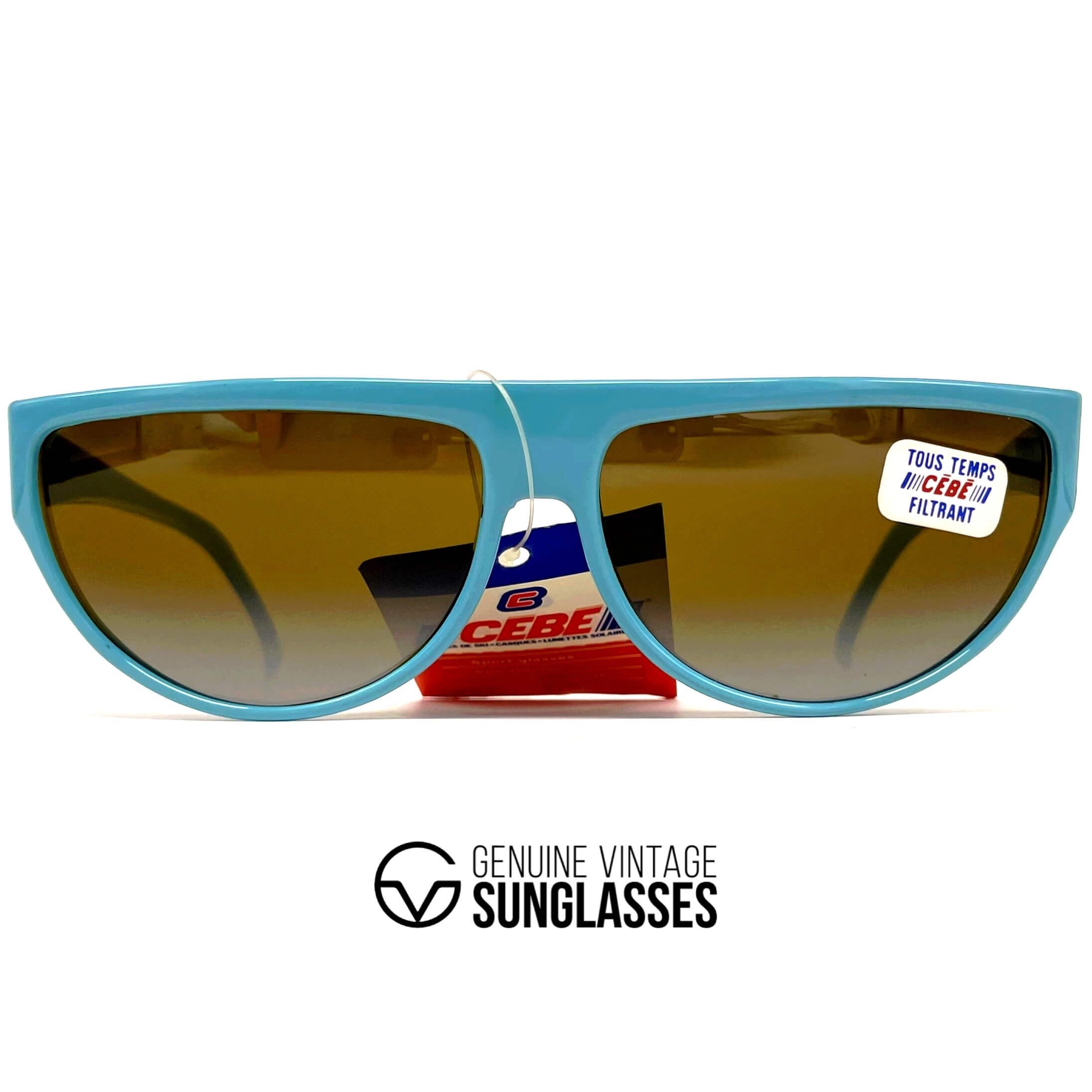 Vintage CEBE 949 blue dual mirrored designer sunglasses