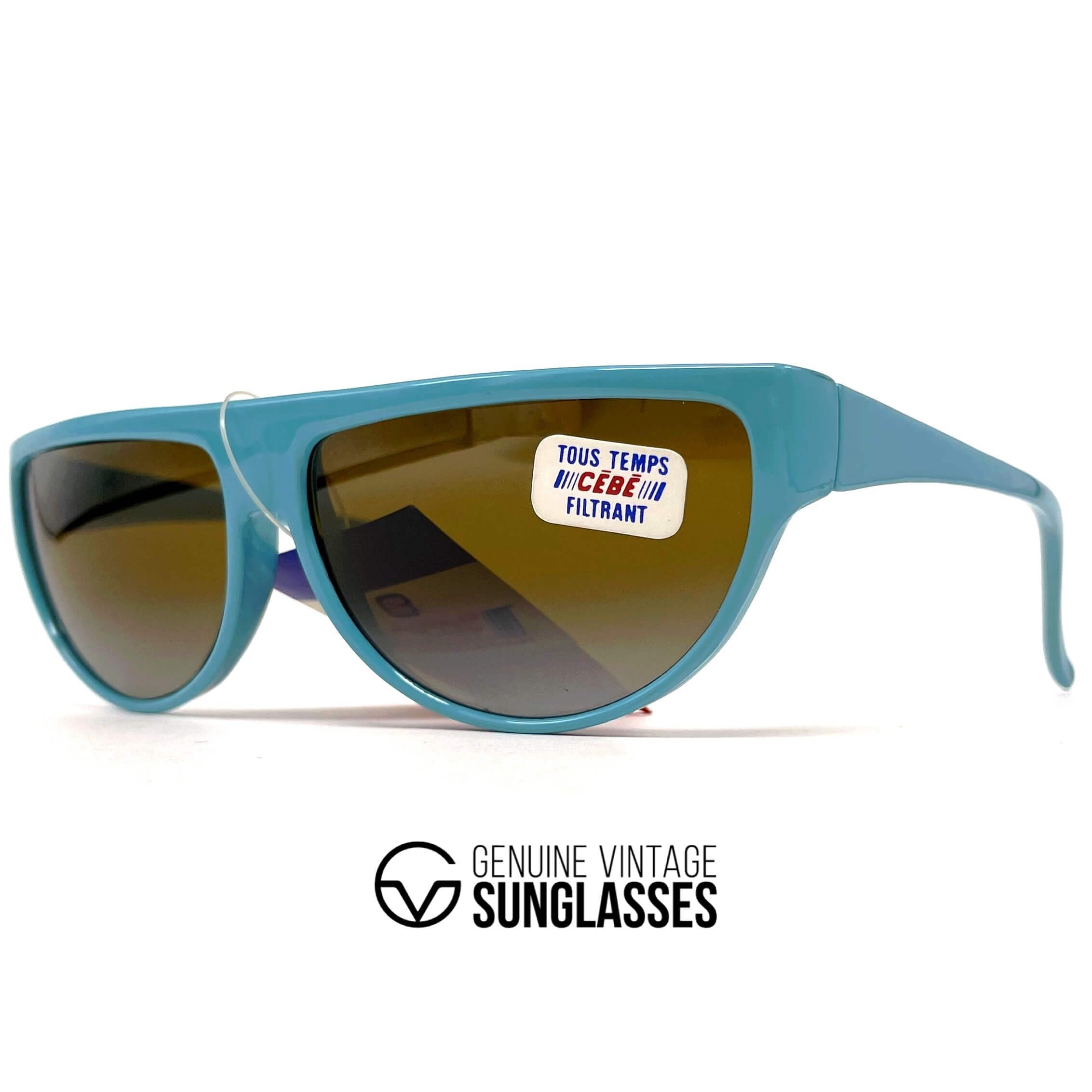 Vintage CEBE 949 blue dual mirrored designer sunglasses