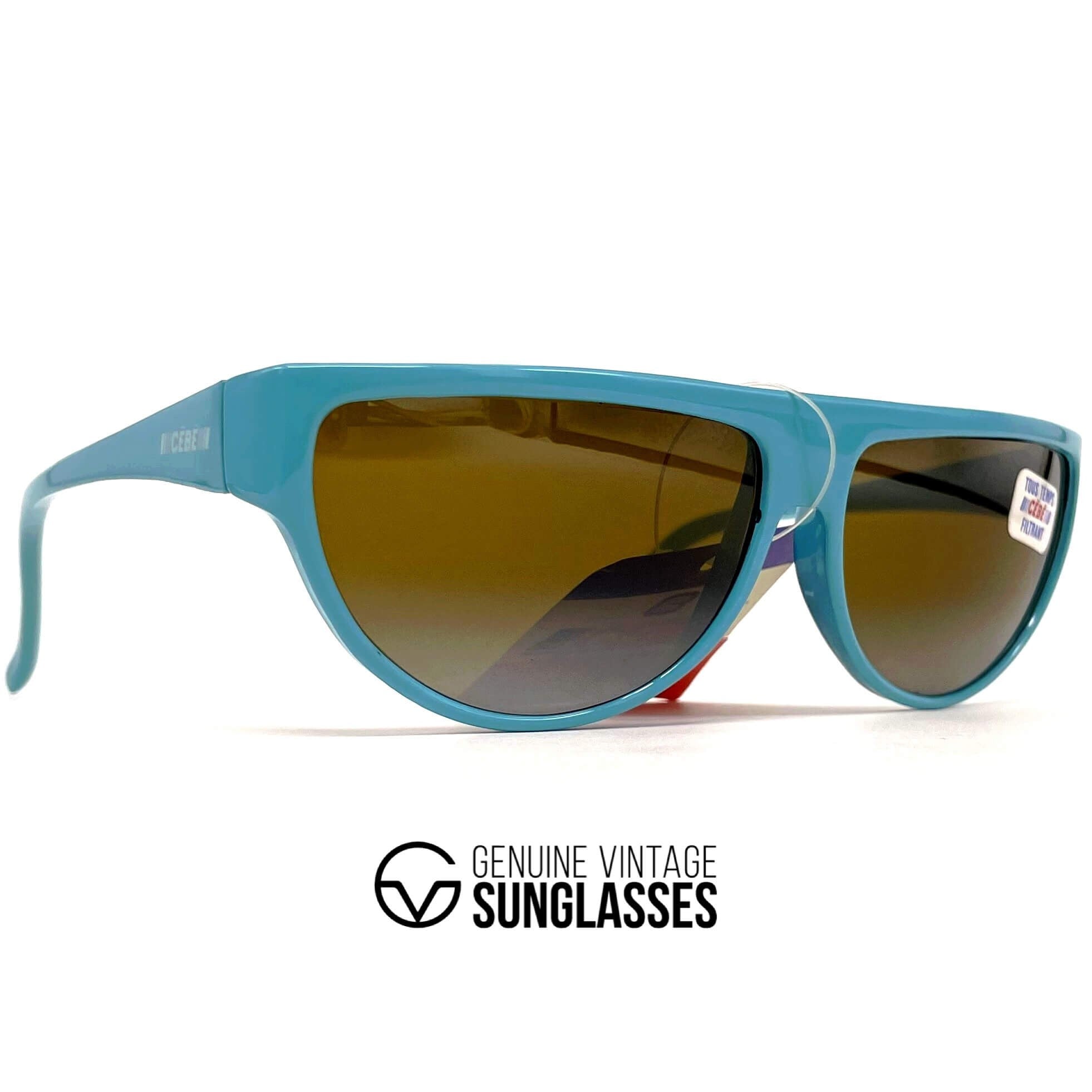 Vintage CEBE 949 blue dual mirrored designer sunglasses
