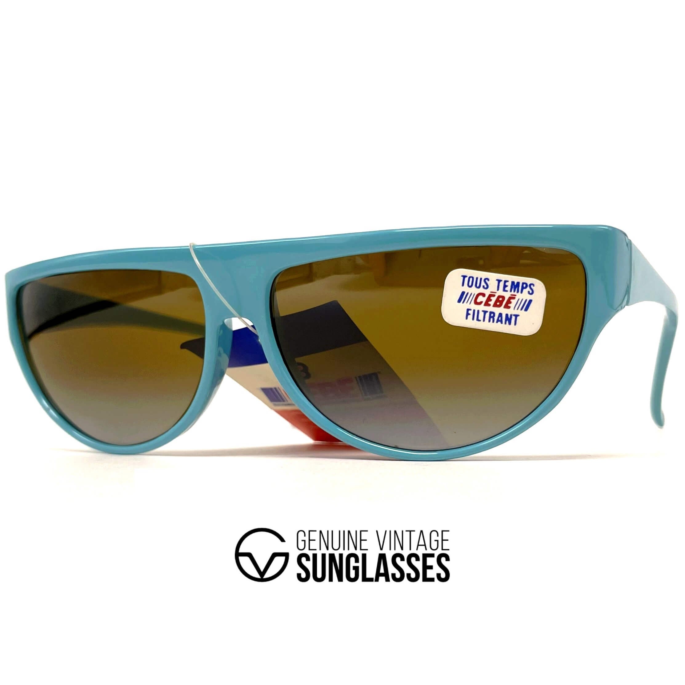 Vintage CEBE 949 blue dual mirrored designer sunglasses