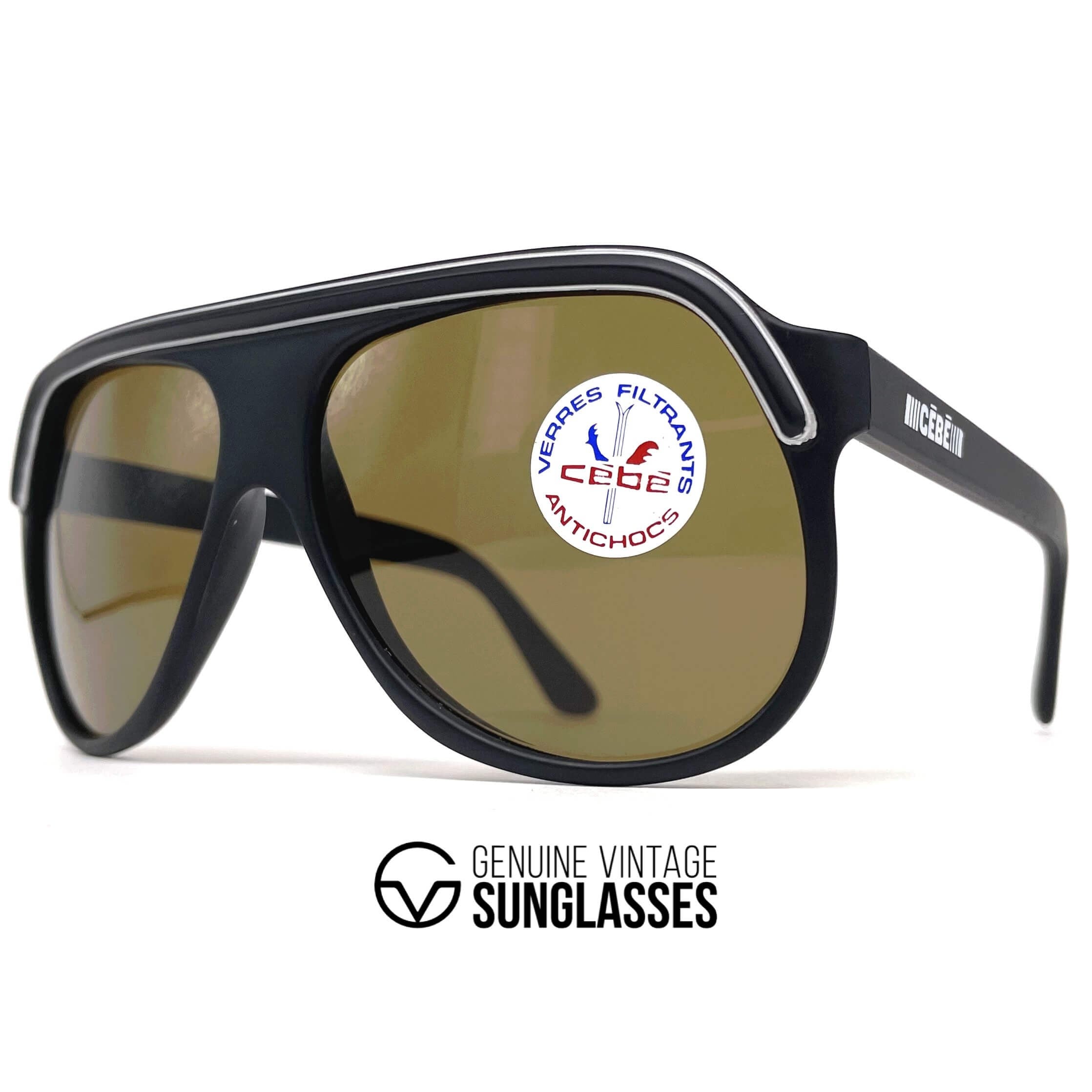 Vintage CEBE 974 rare black matte XXL designer sunglasses