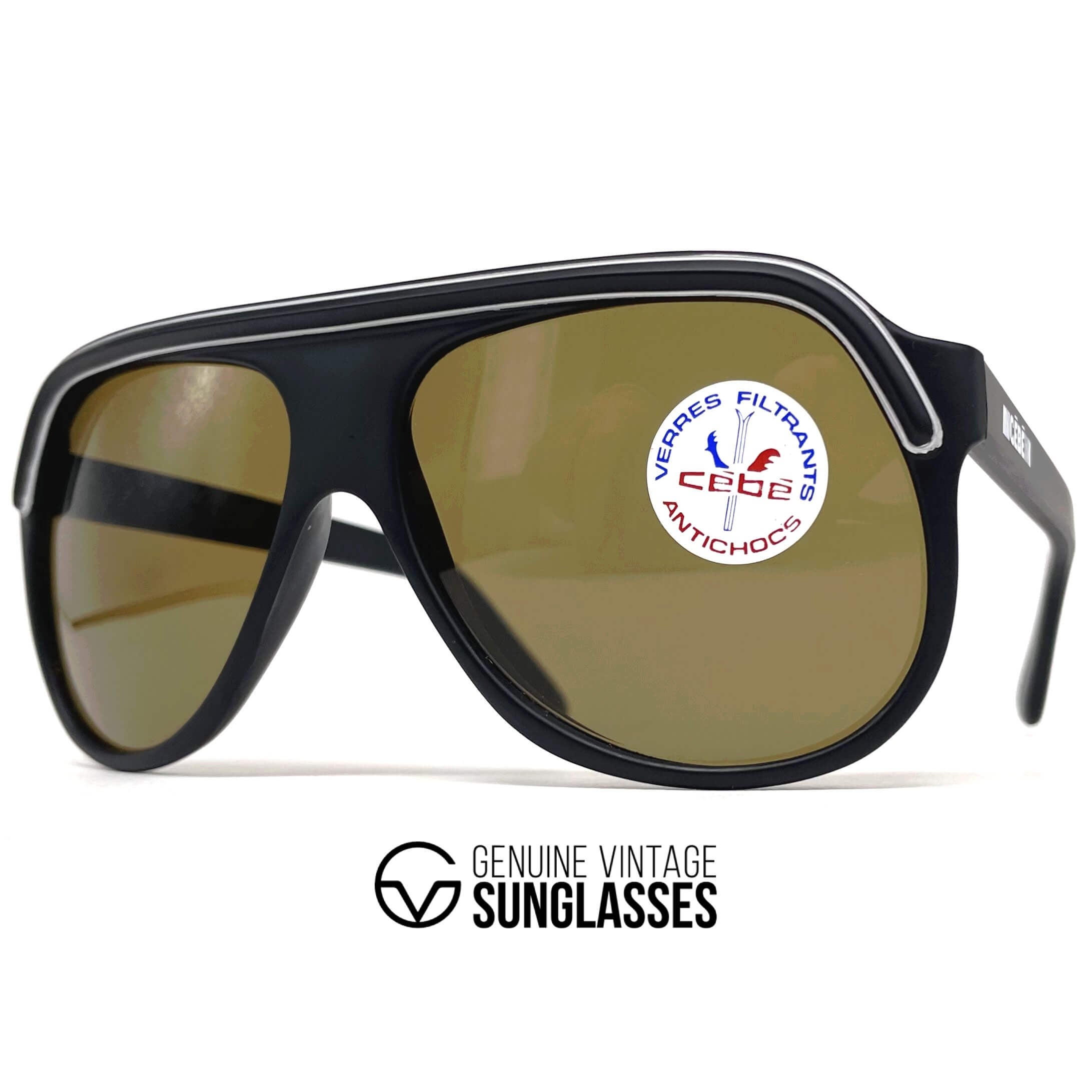 Vintage CEBE 974 rare black matte XXL designer sunglasses