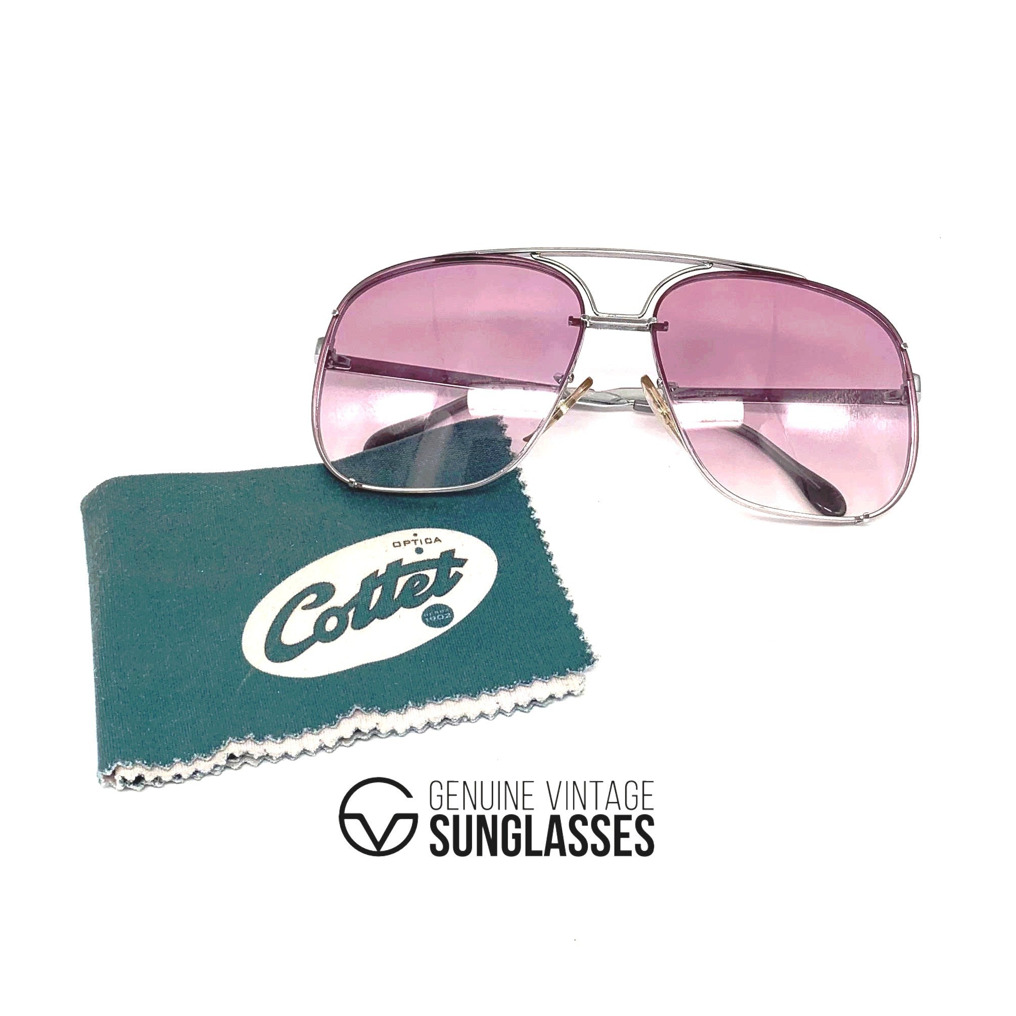 Vintage COTTET 962 Daytona handmade luxury silver sunglasses