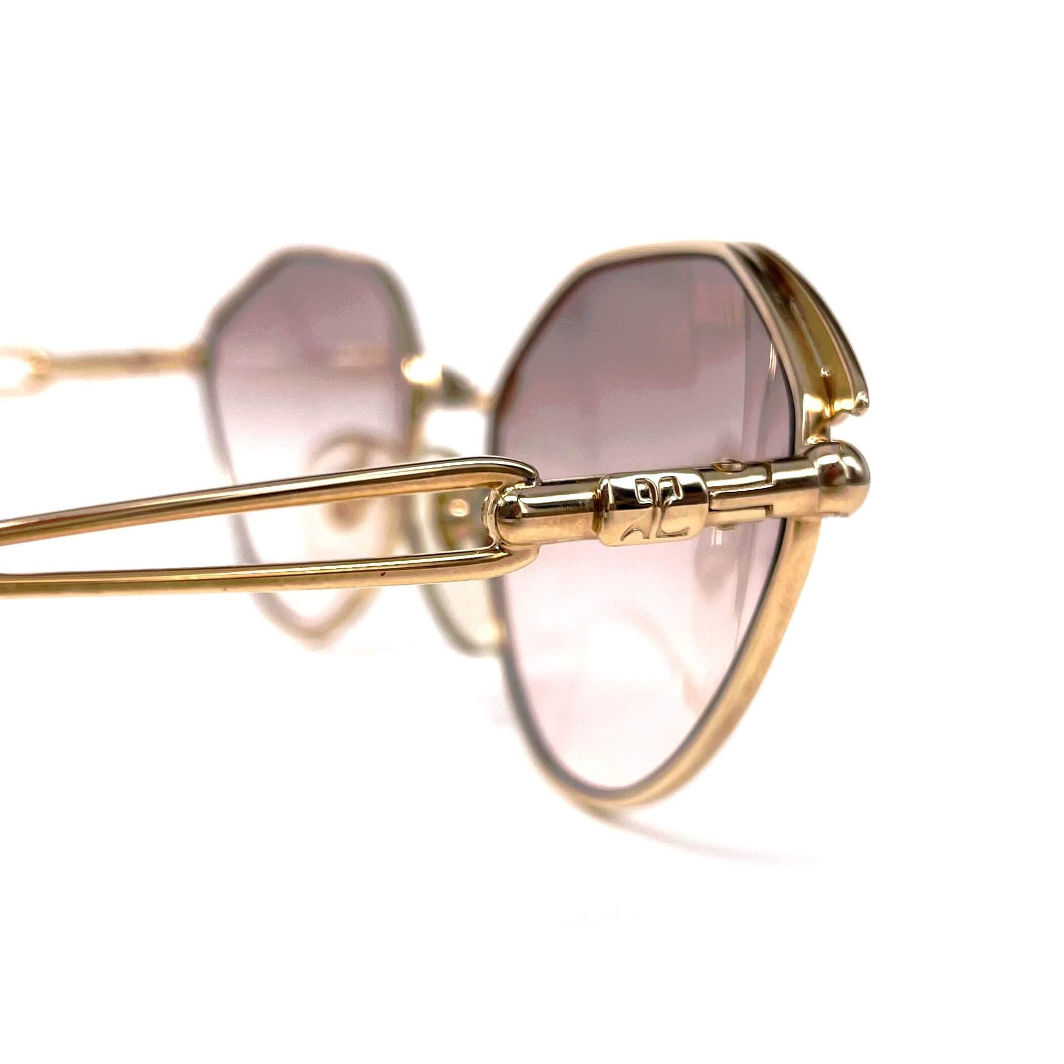 Vintage COURREGES 80 Y 281 designer gold sunglasses